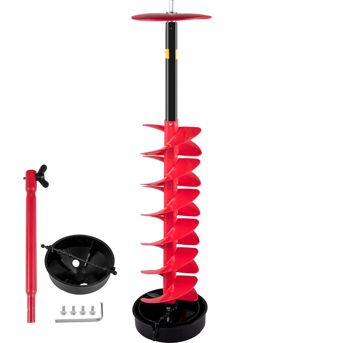 VEVOR Ice Drill Auger, 8\&quot; Diameter Nylon Ice Auger, 39\&quot; Length Ice Auger Bit,Auger Drill with 11.8\&quot; Extension Rod,Auger Bit with Drill Adapter,Top Plate &amp; Blade Guard for Ice Fishing Ice Burrowing
