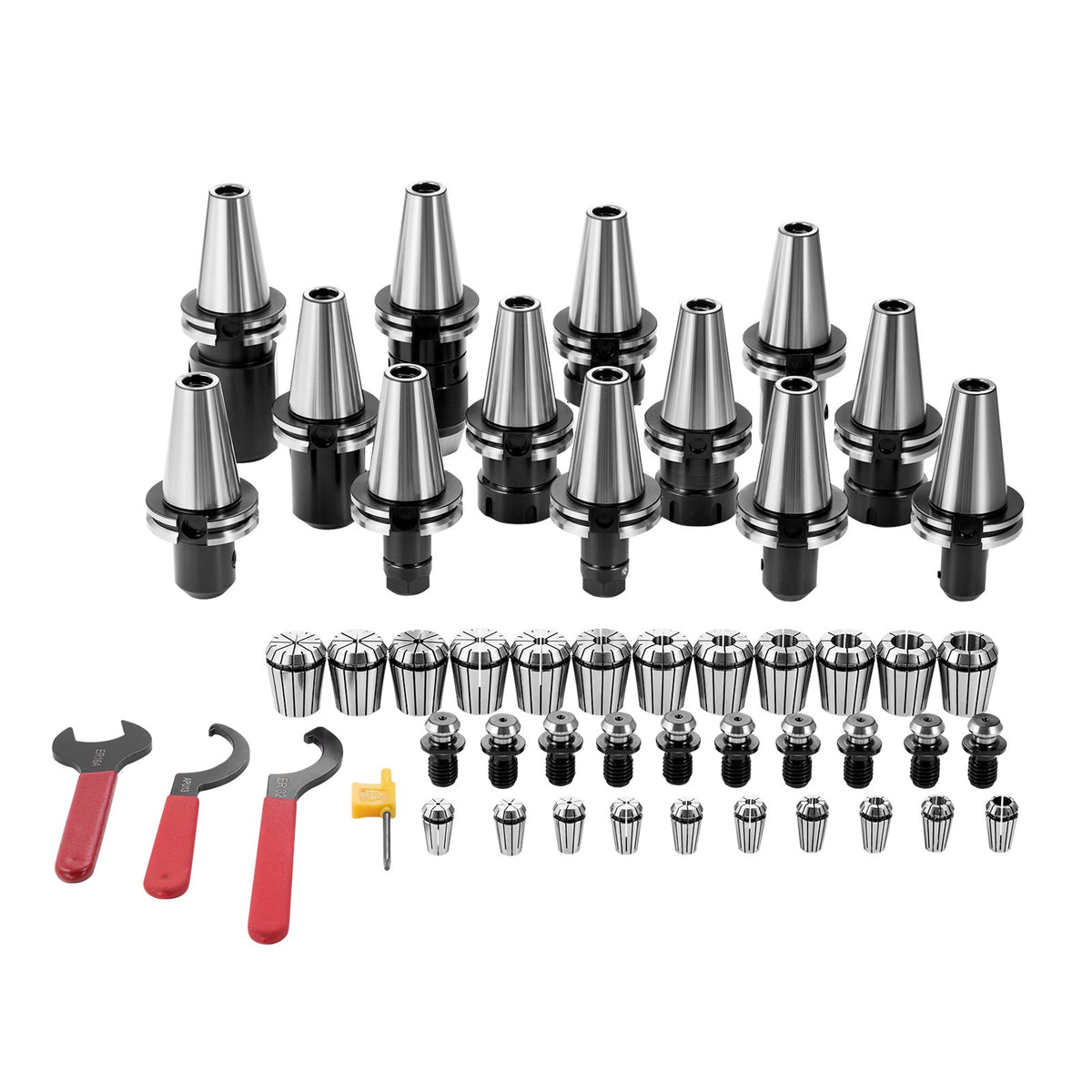VEVOR CAT40 Collet Holder ER 16/32 Collet Set, 35 PCs, SLN FMB ER16/32 APU Tool Holders Spring Steel Collet Chucks with 10 Pull Studs and 3 Wrenches, for Milling Machine Drill Presses Boring Machine