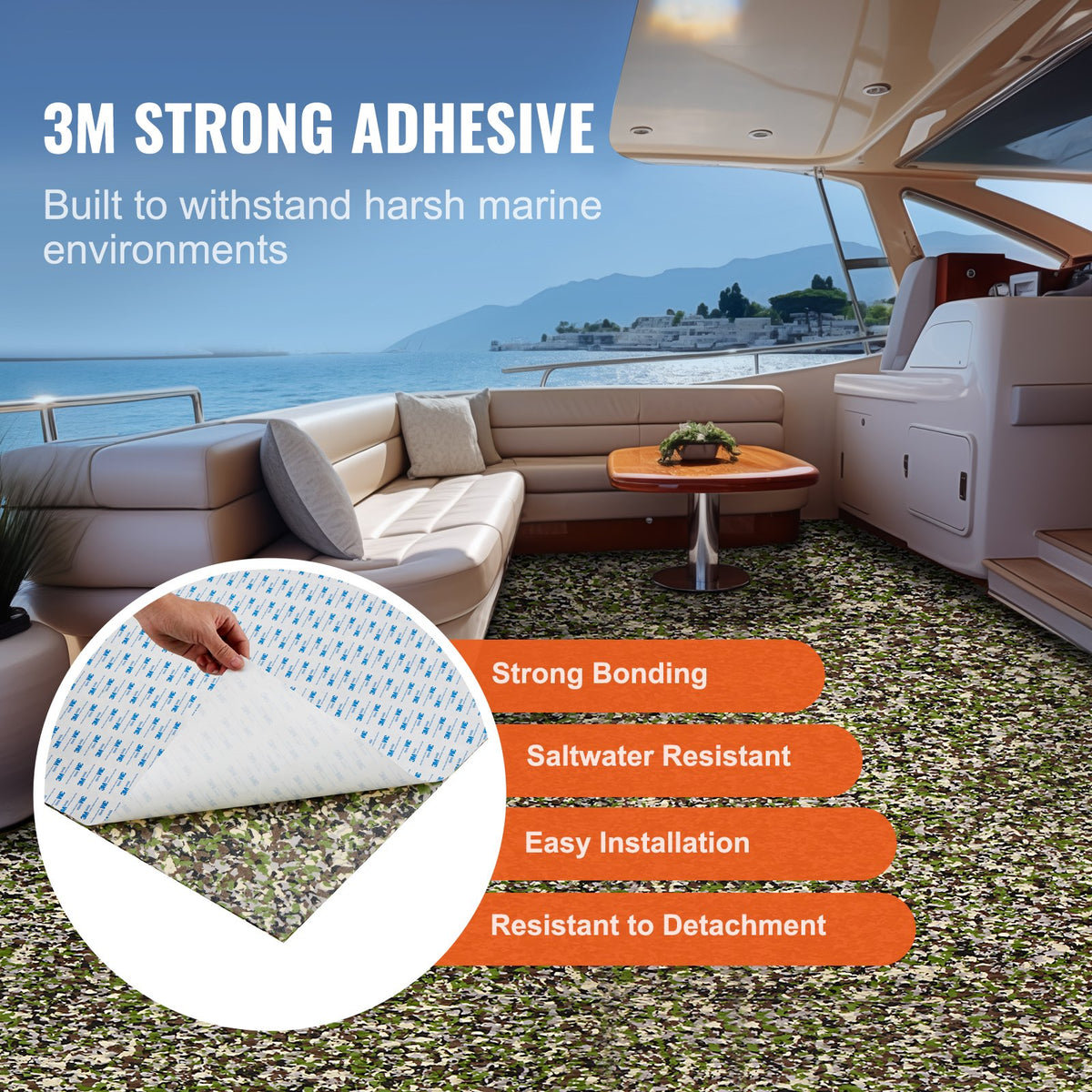 VEVOR Boat Flooring, EVA Foam Boat Decking 94.5" x 35.4", Non-Slip Self-Adhesive Flooring, 23.2 sq.ft Marine Carpet for Boats, Yacht, Pontoon, Kayak Decking