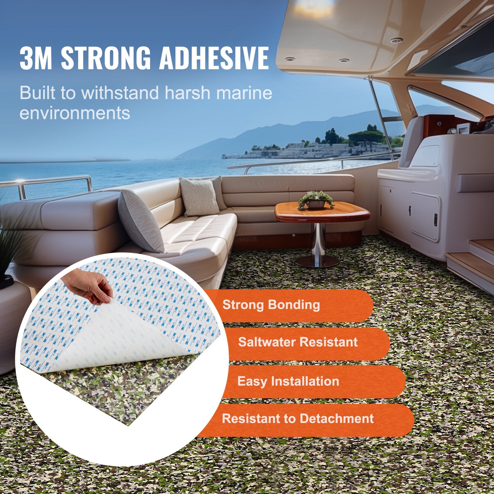 VEVOR Boat Flooring, EVA Foam Boat Decking 94.5" x 35.4", Non-Slip Self-Adhesive Flooring, 23.2 sq.ft Marine Carpet for Boats, Yacht, Pontoon, Kayak Decking