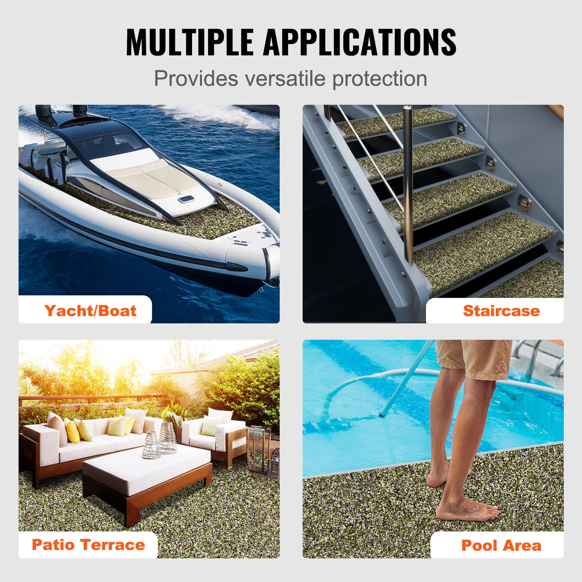 VEVOR Boat Flooring, EVA Foam Boat Decking 94.5" x 35.4", Non-Slip Self-Adhesive Flooring, 23.2 sq.ft Marine Carpet for Boats, Yacht, Pontoon, Kayak Decking