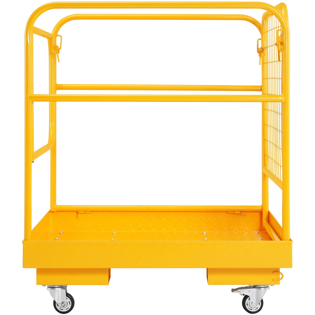 VEVOR Forklift Safety Cage, 544 kg Load Capacity, 92 x 92 cm Folding Forklift Work Platform with Lockable Swivel Wheels, Drain Hole, and Device Chain, Holds 1 to 2 Adults, Perfect for Aerial Work