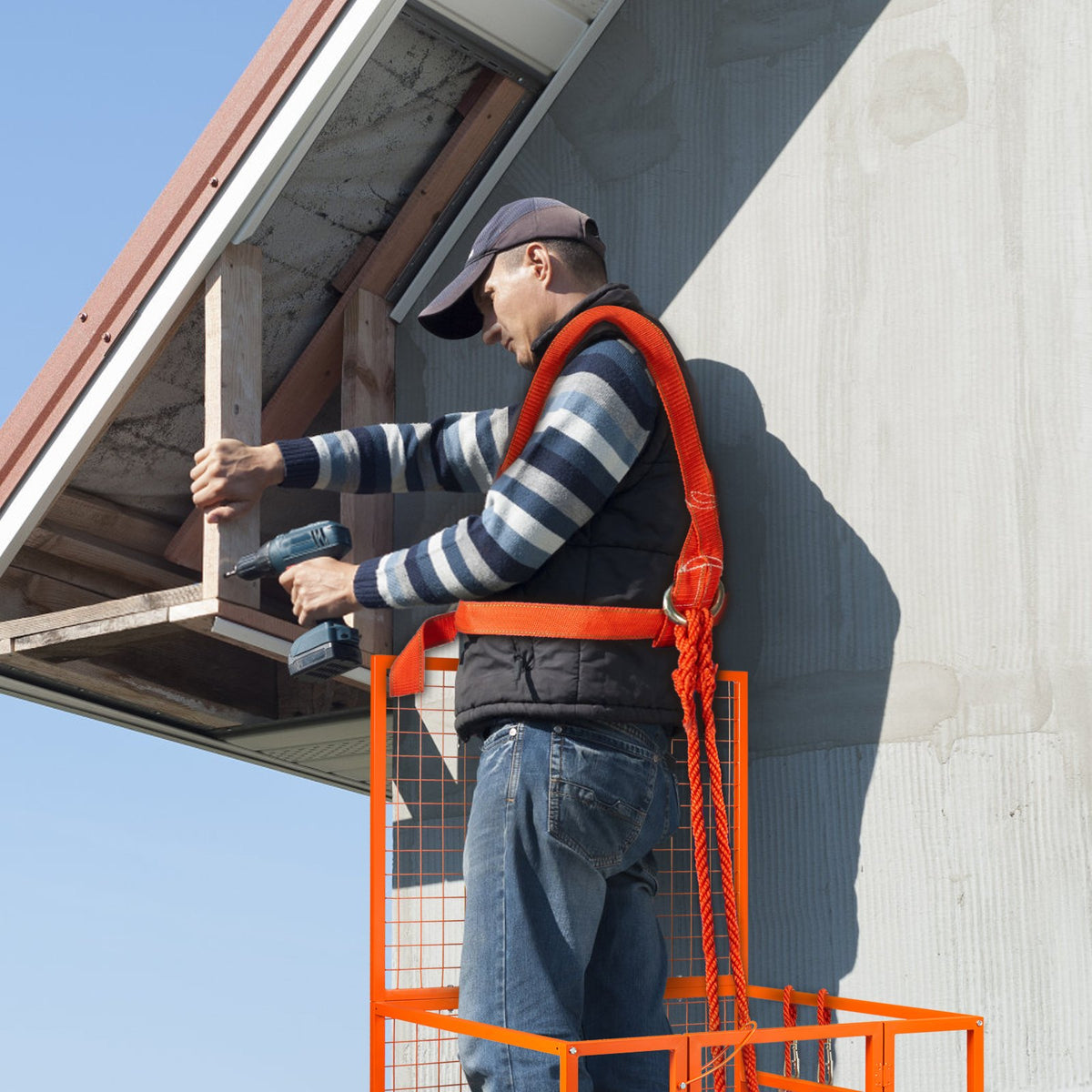 VEVOR Forklift Safety Cage Work Platform 43X45in 1400lbs w/ Wheels for Aerial