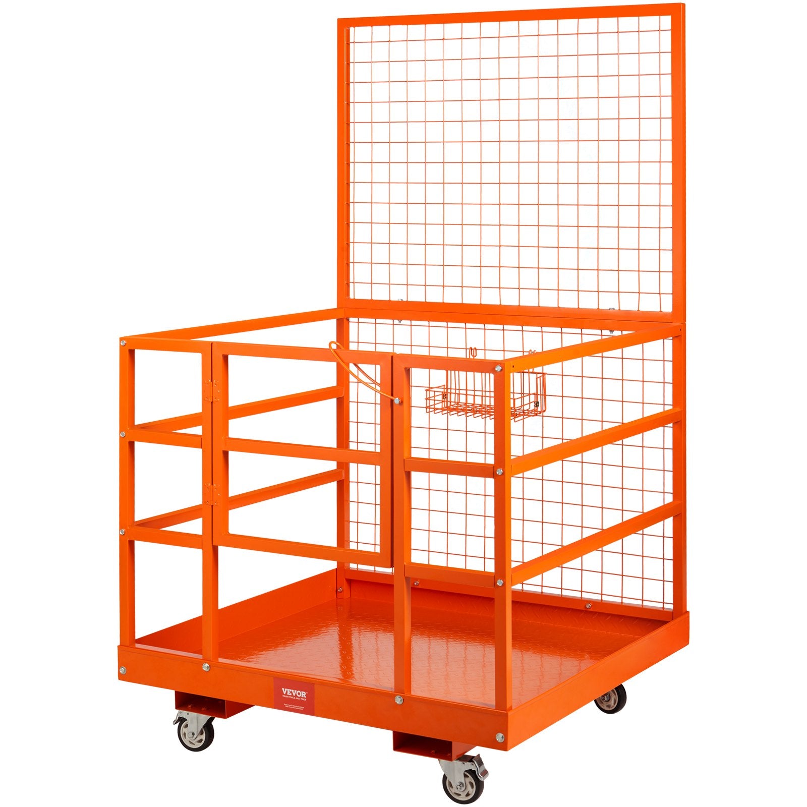 VEVOR Forklift Safety Cage Work Platform 43X45in 1400lbs w/ Wheels for Aerial