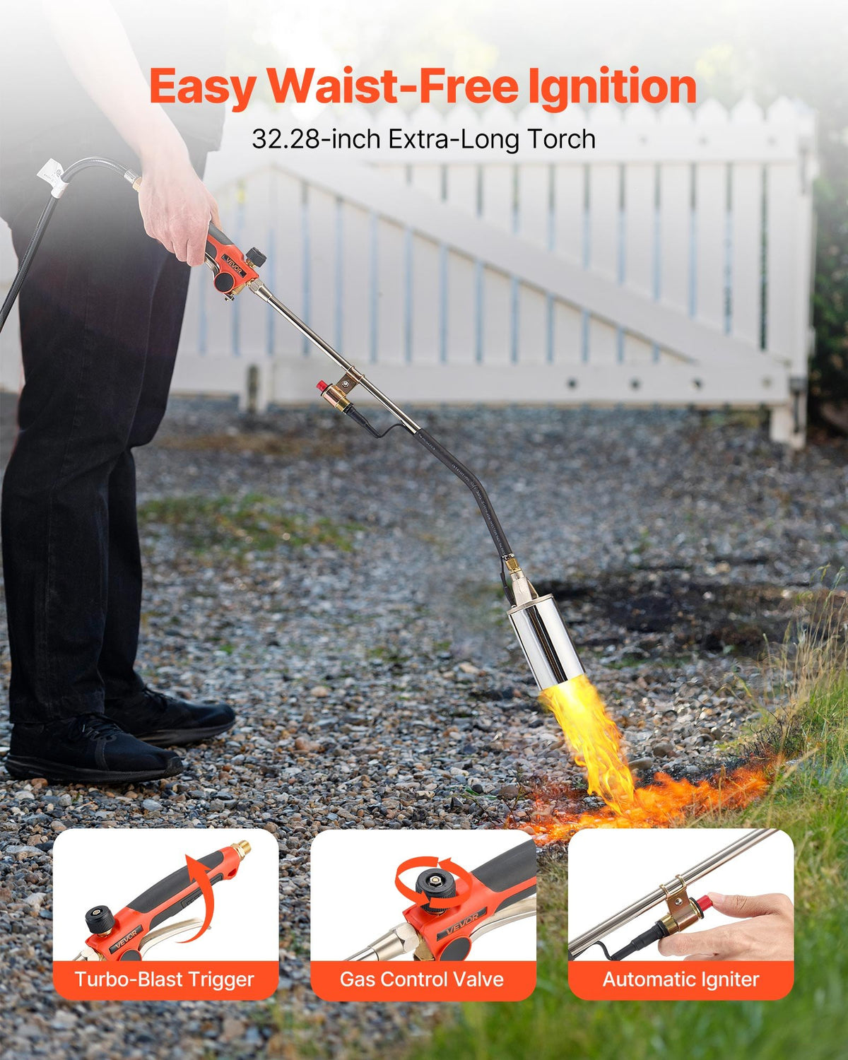 VEVOR Propane Weed Torch Burner Ice Snow Melter 2400000 BTU 3 m Hose Portable