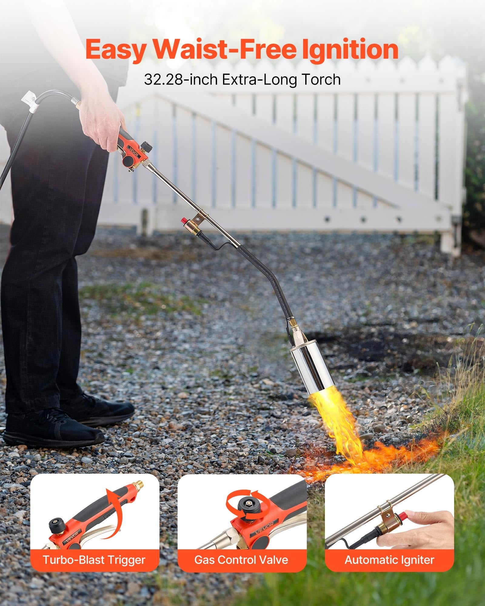 VEVOR Propane Weed Torch Burner Ice Snow Melter 2400000 BTU 3 m Hose Portable