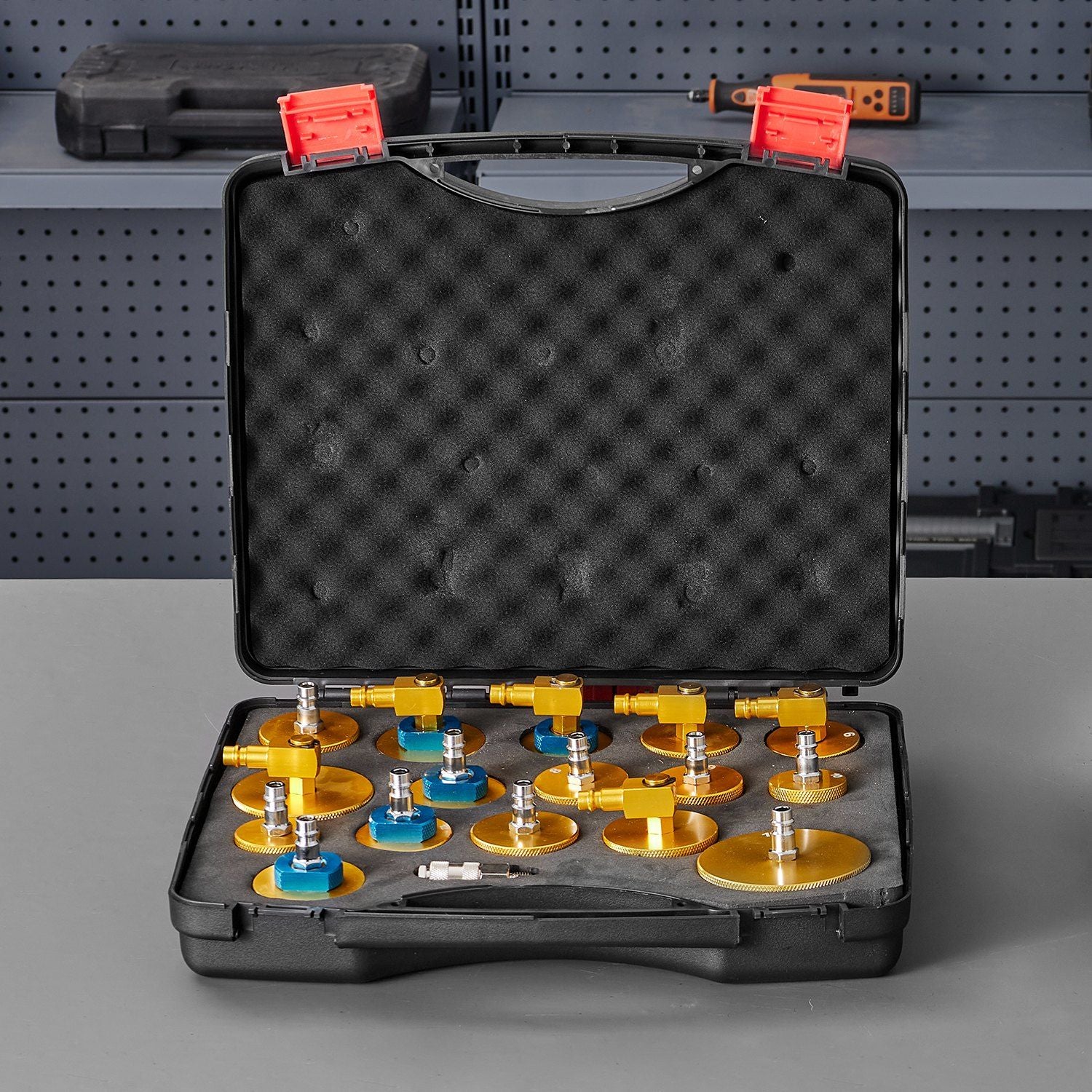Brake Master Bleeder Kit, 17 Pcs, Professional Brake Bleeder Adapter Set with Complete Kit & Handle, Durable Brake Bleeder Adapter for Brake Fluid Filling Fit for Most New & Old Vehicles