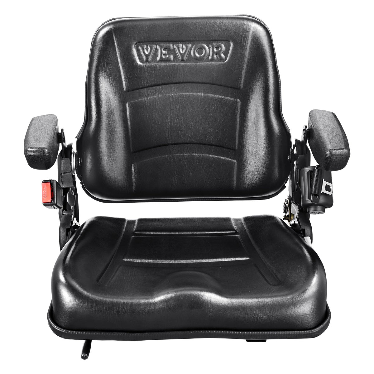 VEVOR Universal Forklift Seat, Fold Down Tractor Seat with Adjustable Angle Back, Micro Switch, Seatbelt and Armrests, 16-34 cm Slot Tractor Seat for Tractor Loader Excavator