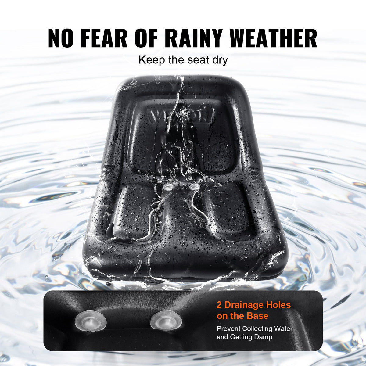 VEVOR Universal Tracor Seat, Lawn Mower Seat with Micro Switch and Drainage Holes, 16-34 cm Extended Slot Tractor Seat for Tractor Loader Excavator