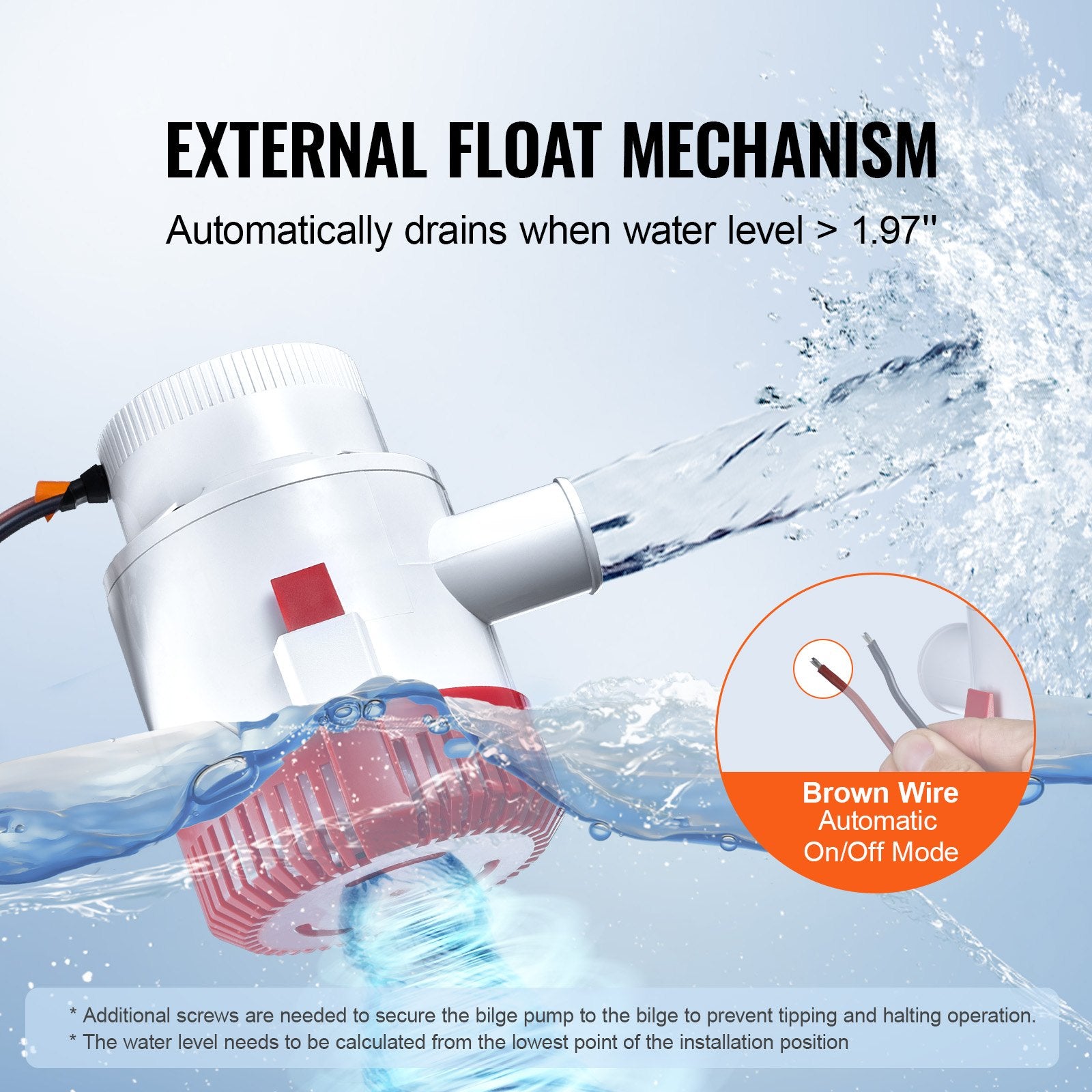 VEVOR Bilge Pump, 3000GPH Automatic Submersible Boat Bilge Water Pump with Float Switch, 40 mm Outlet Diameter, Small Boat Bilge Pump, Marine Electric Bilge Pump for Boats, Ponds, Pools, Basements