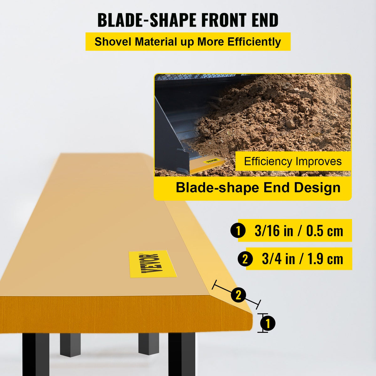 VEVOR Bucket Cutting Edge, 213x10x1.3 Bucket Edge, Weld-on and Bolt-on Advanced Cutting Edge, 16Mn Carbon-manganese Steel Loader Cutting Edge, Skid Steer Cutting Edge with Paint for Excavator and Load