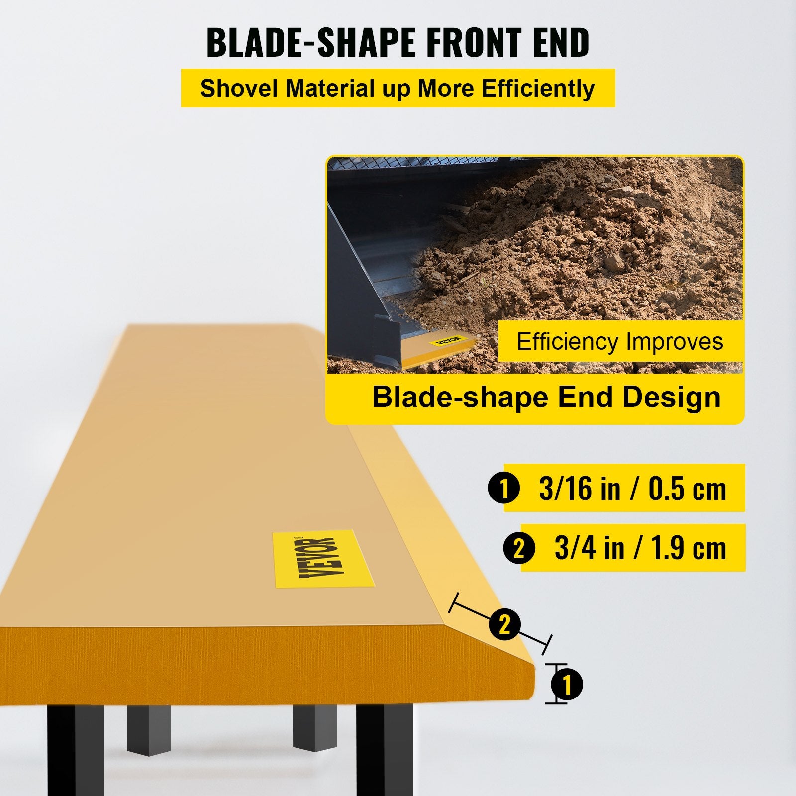 VEVOR Bucket Cutting Edge, 213x10x1.3 Bucket Edge, Weld-on and Bolt-on Advanced Cutting Edge, 16Mn Carbon-manganese Steel Loader Cutting Edge, Skid Steer Cutting Edge with Paint for Excavator and Load