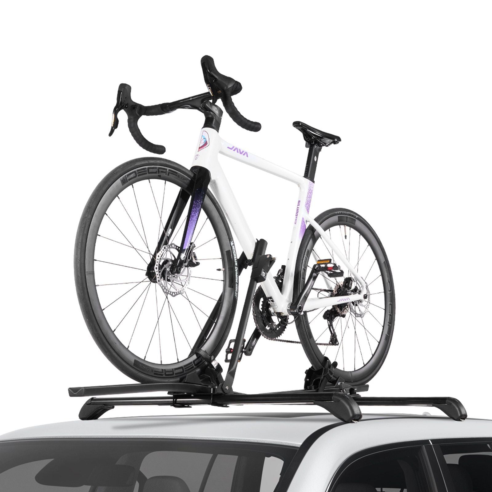 Roof Bike Rack, 15 kg Capacity, Upright Roof Mount Bicycle Rack with Secure Locking System for Most Standard Crossbars, Aluminum Upright Rooftop Bike Rack, 1 Bike Carrier for Car SUV, Black