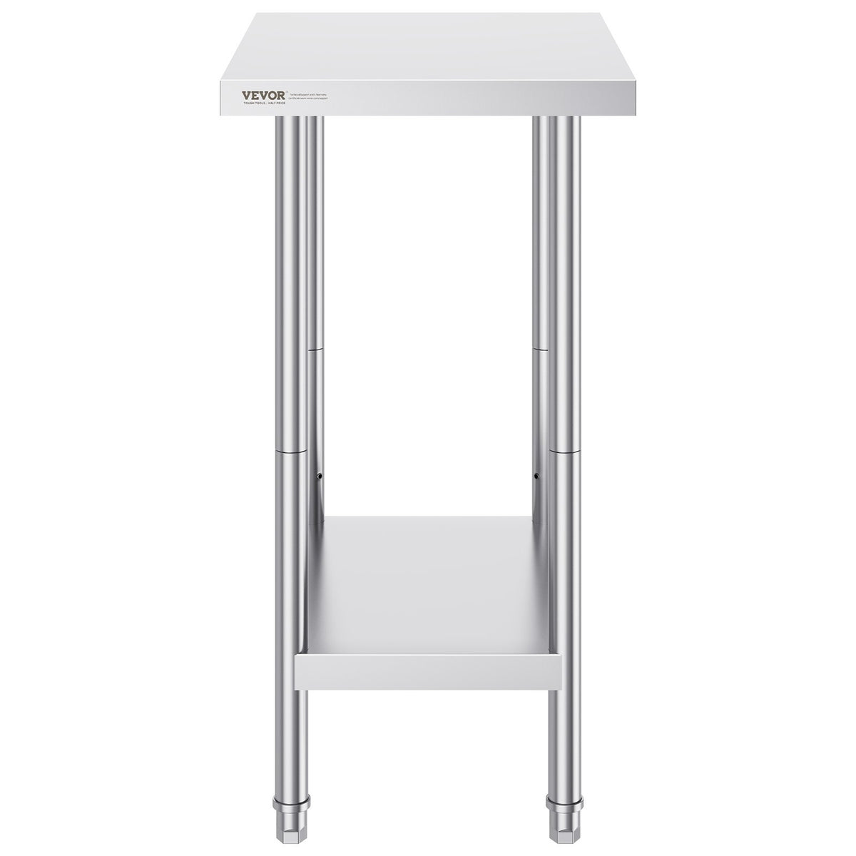 VEVOR Stainless Steel Prep Table, 24 x 18 x 34 Inch, Heavy Duty Metal Worktable with 3 Adjustable Height Levels, Commercial Workstation for Kitchen Garage Restaurant Backyard