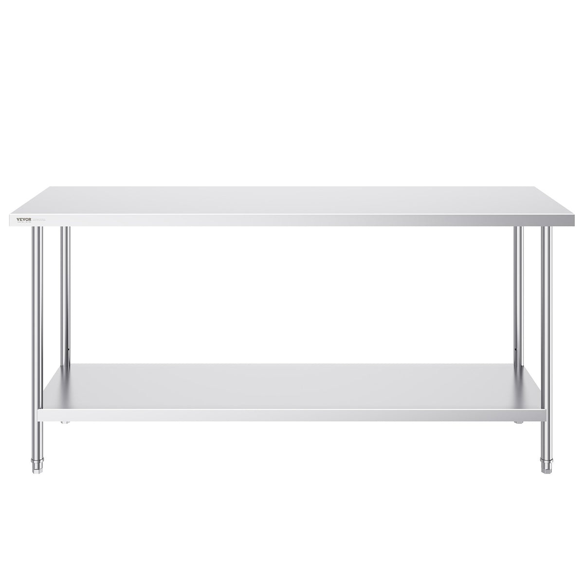 VEVOR Stainless Steel Prep Table, 24 x 72 x 34 Inch, Heavy Duty Metal Worktable with 3 Adjustable Height Levels, Commercial Workstation for Kitchen Garage Restaurant Backyard