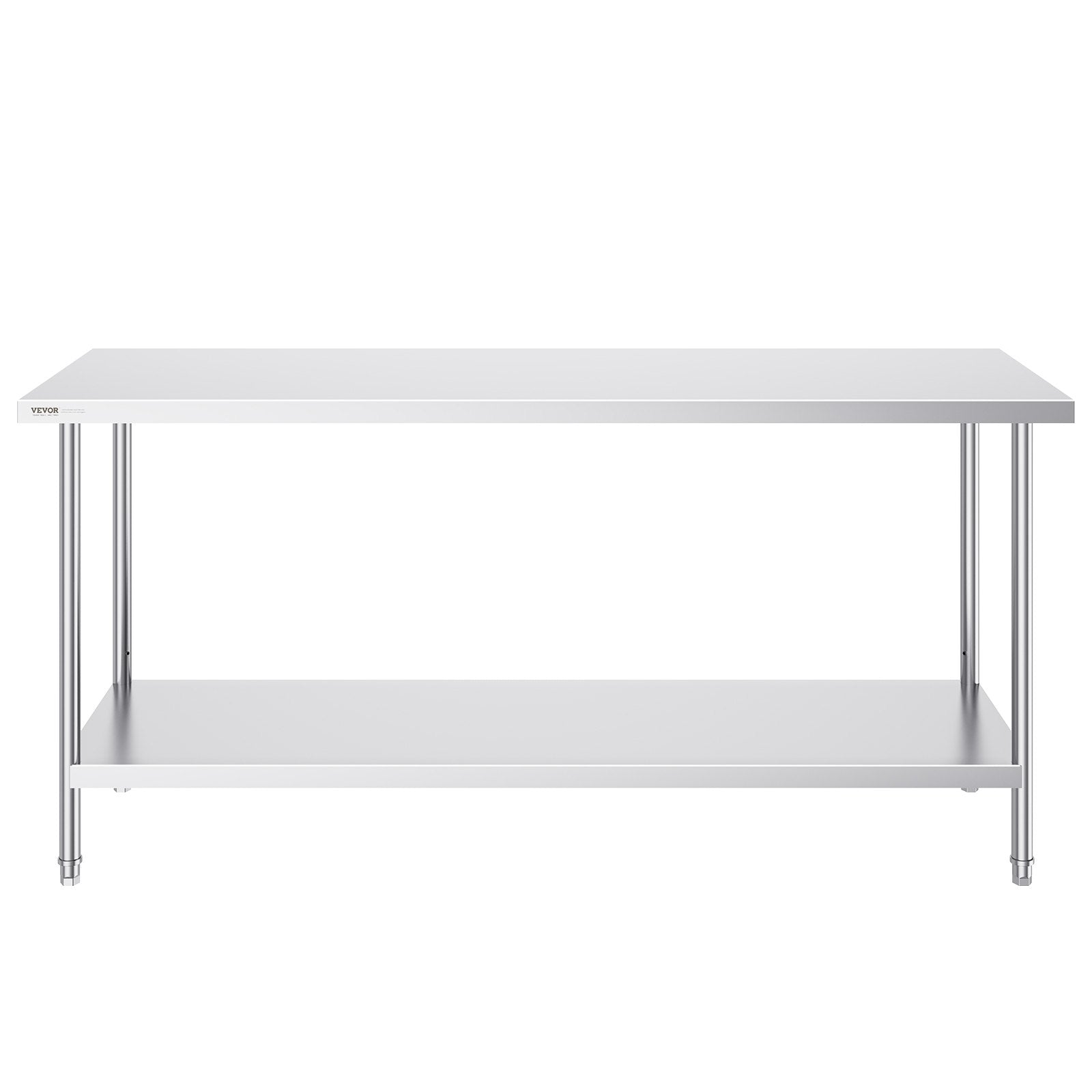 VEVOR Stainless Steel Prep Table, 24 x 72 x 34 Inch, Heavy Duty Metal Worktable with 3 Adjustable Height Levels, Commercial Workstation for Kitchen Garage Restaurant Backyard