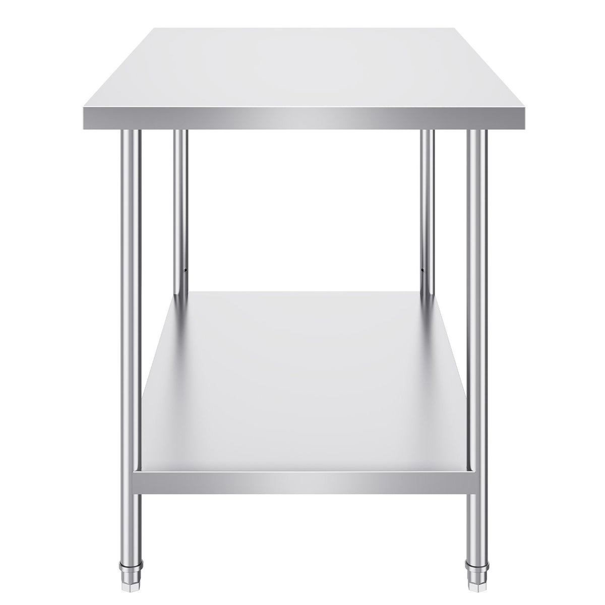 VEVOR Stainless Steel Prep Table, 30 x 48 x 34 Inch, Heavy Duty Metal Worktable with 3 Adjustable Height Levels, Commercial Workstation for Kitchen Garage Restaurant Backyard