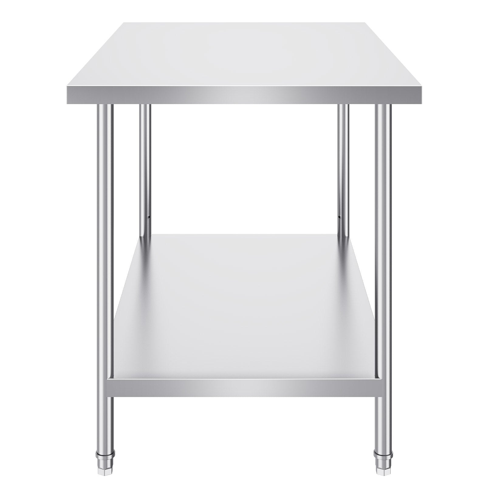 VEVOR Stainless Steel Prep Table, 30 x 48 x 34 Inch, Heavy Duty Metal Worktable with 3 Adjustable Height Levels, Commercial Workstation for Kitchen Garage Restaurant Backyard