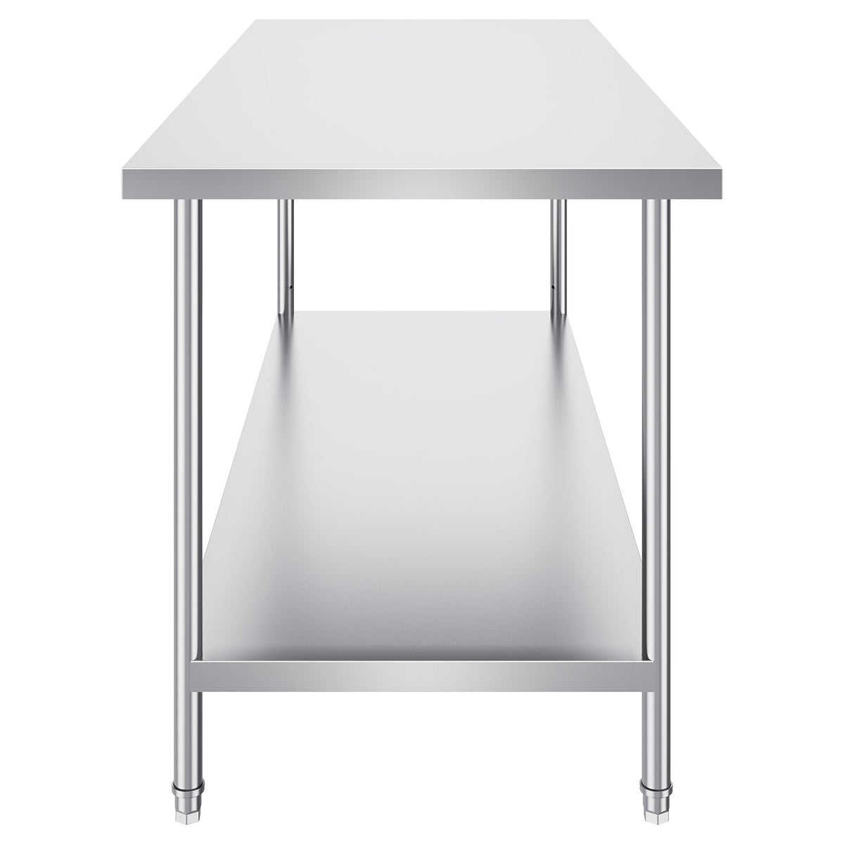 VEVOR Stainless Steel Prep Table, 30 x 72 x 34 Inch, Heavy Duty Metal Worktable with 3 Adjustable Height Levels, Commercial Workstation for Kitchen Garage Restaurant Backyard