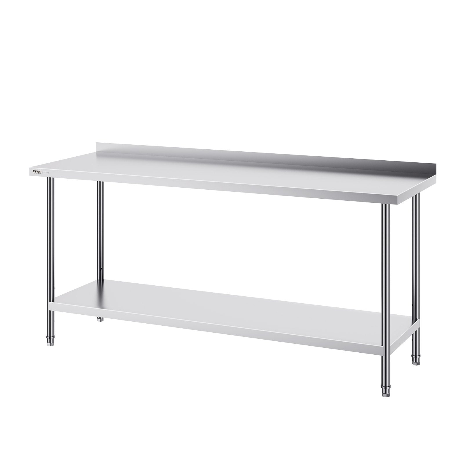 VEVOR 24 x 72 x 36 Inch Stainless Steel Work Table, Commercial Food Prep Worktable Heavy Duty Prep Worktable, Metal Work Table with Adjustable Height for Restaurant, Home and Hotel