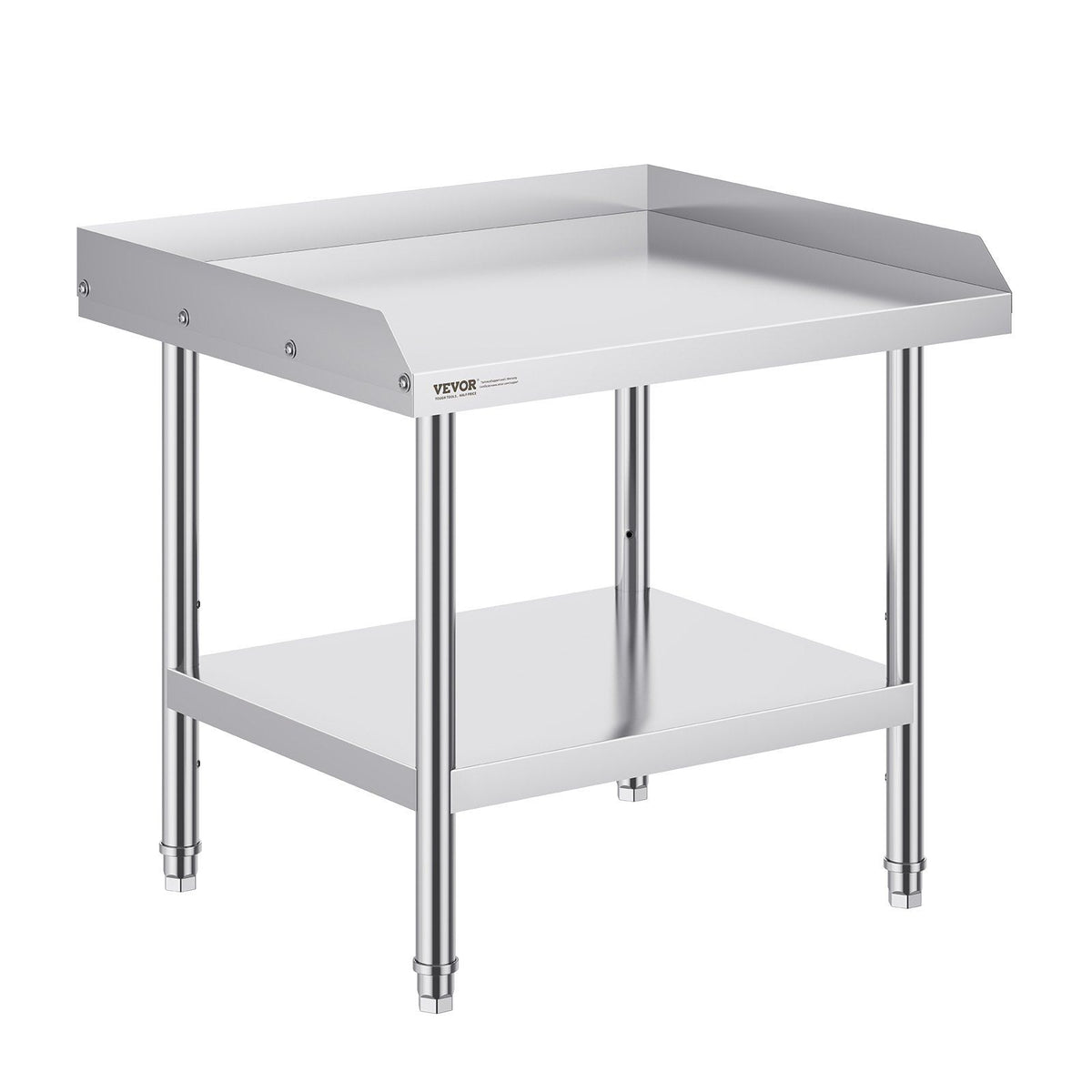 Stainless Steel Work Table, 24 x 28 x 26 Inch Commercial Food Prep Worktable, 3-Sided Backsplash Heavy Duty Prep Worktable, Metal Work Table with Adjustable Height for Restaurant Home Hotel