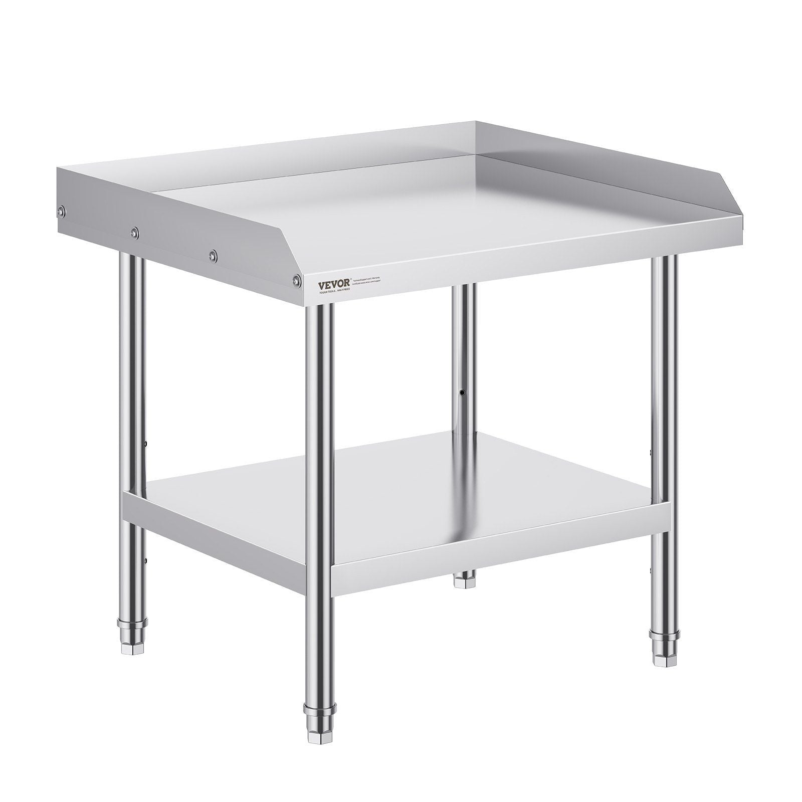 Stainless Steel Work Table, 24 x 28 x 26 Inch Commercial Food Prep Worktable, 3-Sided Backsplash Heavy Duty Prep Worktable, Metal Work Table with Adjustable Height for Restaurant Home Hotel