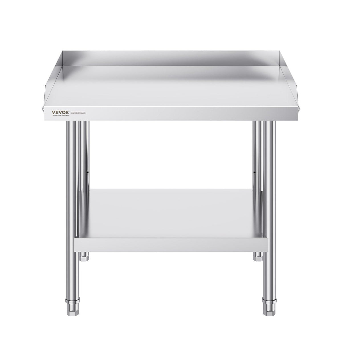 Stainless Steel Work Table, 24 x 28 x 26 Inch Commercial Food Prep Worktable, 3-Sided Backsplash Heavy Duty Prep Worktable, Metal Work Table with Adjustable Height for Restaurant Home Hotel