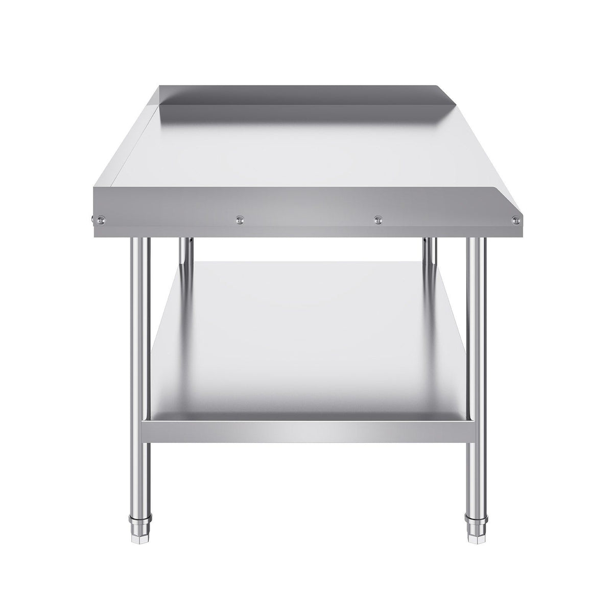 Stainless Steel Work Table, 762 x 1219 x 660 mm Commercial Food Prep Worktable, 3-Sided Backsplash Heavy Duty Prep Worktable, Metal Work Table with Adjustable Height for Restaurant Home Hotel