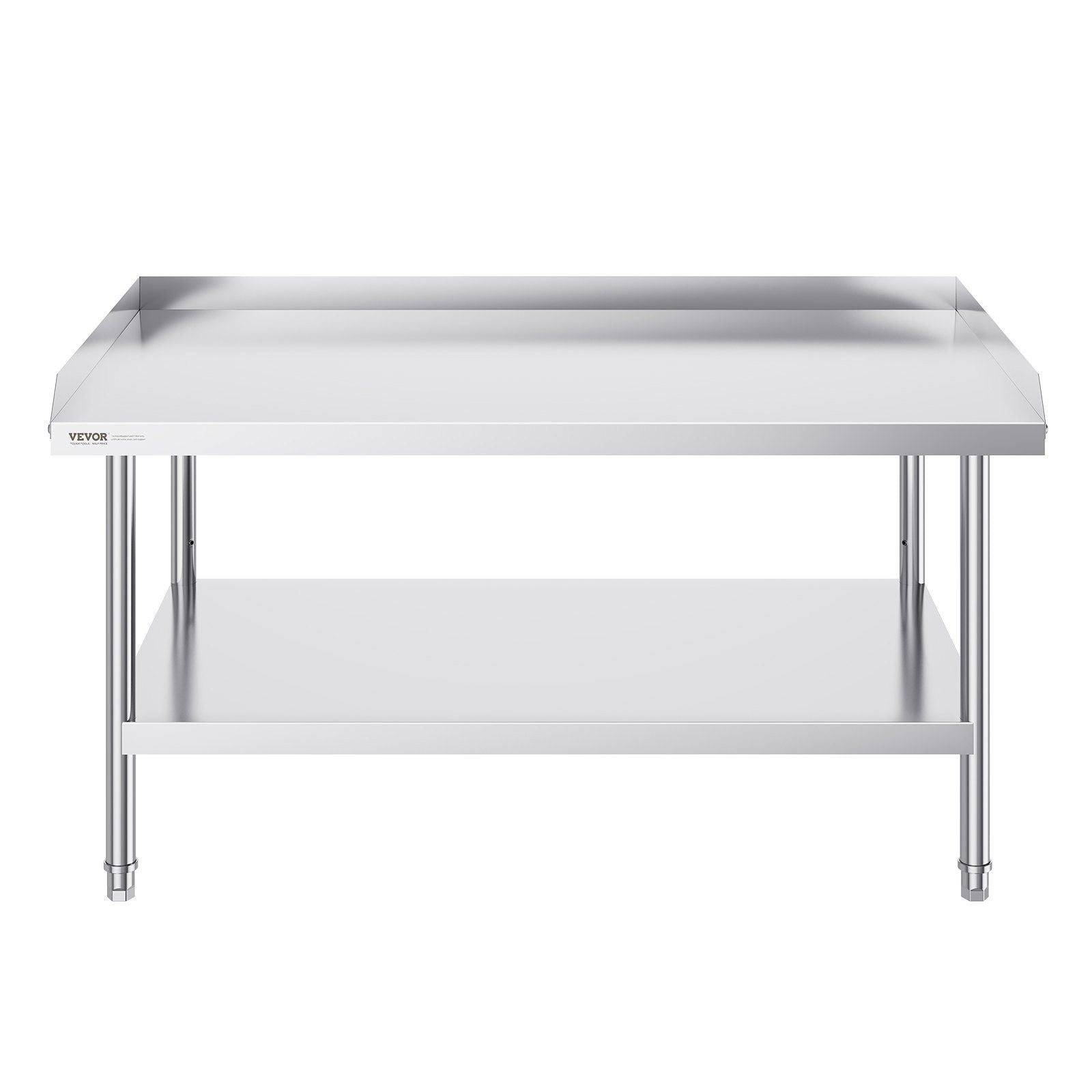 Stainless Steel Work Table, 762 x 1219 x 660 mm Commercial Food Prep Worktable, 3-Sided Backsplash Heavy Duty Prep Worktable, Metal Work Table with Adjustable Height for Restaurant Home Hotel