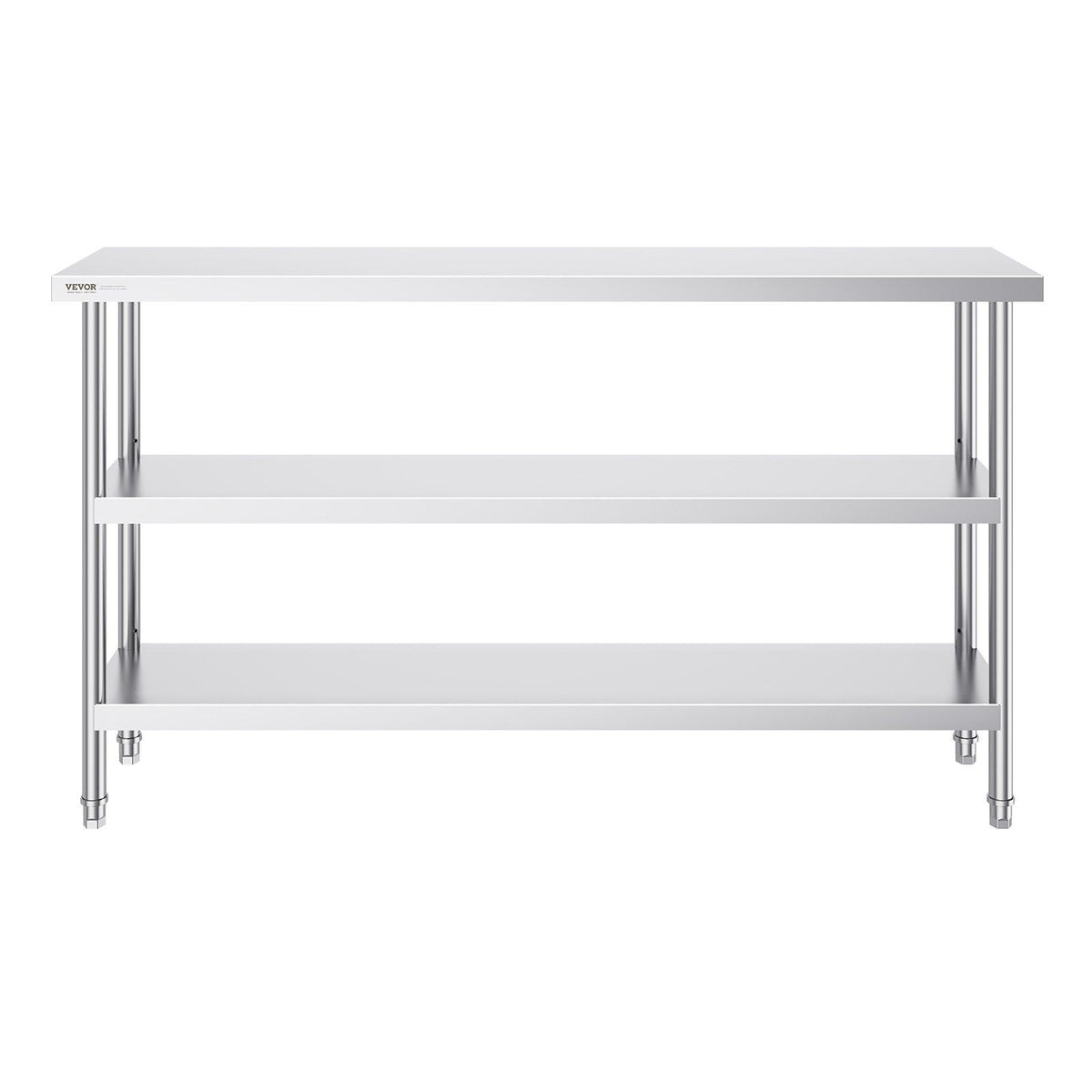 Stainless Steel Food Prep Table, 356 x 1524 x 864 mm Commercial Kitchen Worktable, with 2 Adjustable Undershelf, Heavy Duty Prep Table Metal Work Table for BBQ, Kitchen, Home, and Garage