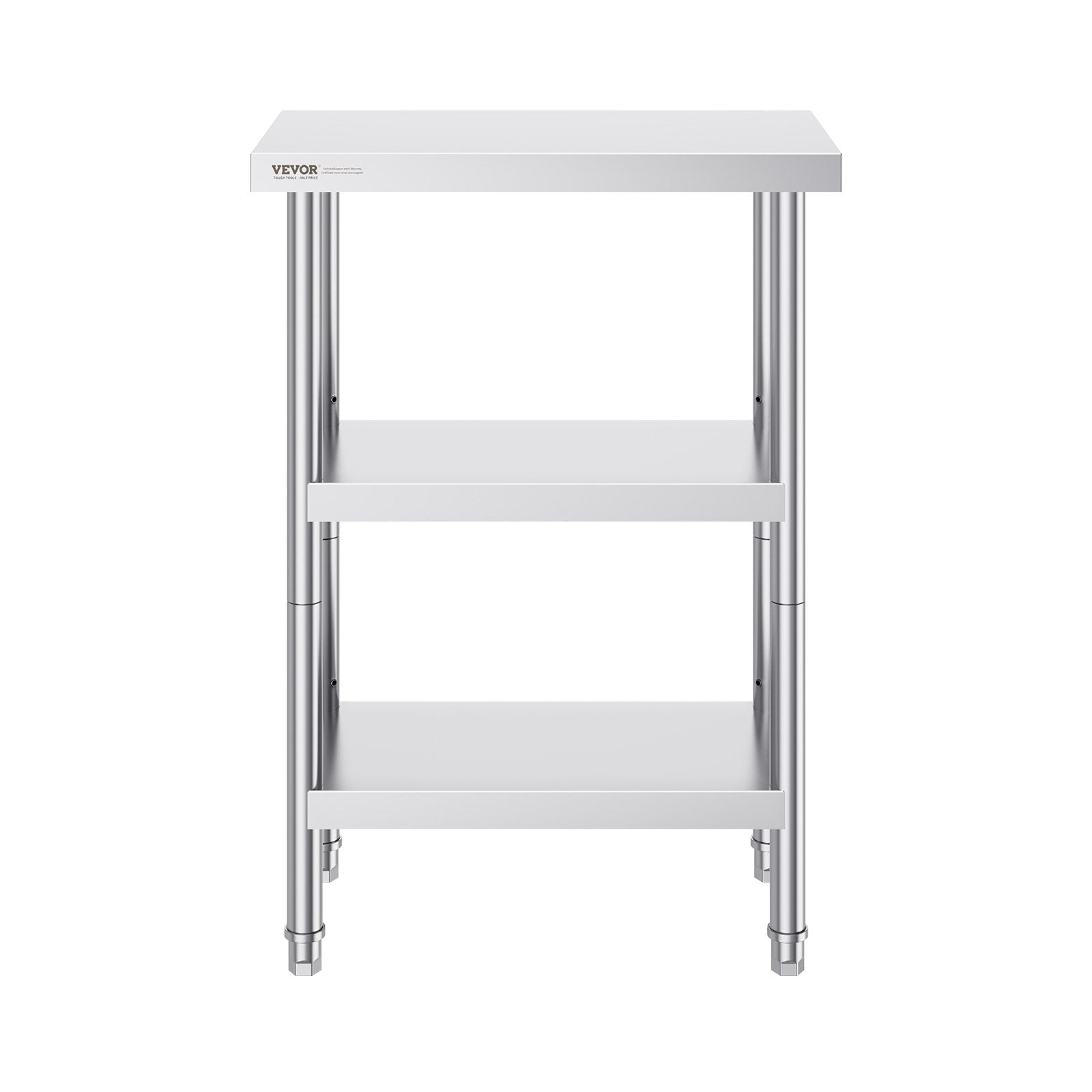VEVOR Stainless Steel Food Prep Table, 14 x 24 x 34 Inch Commercial Kitchen Worktable, with 2 Adjustable Undershelf, Heavy Duty Prep Table Metal Work Table for BBQ, Kitchen, Home, and Garage