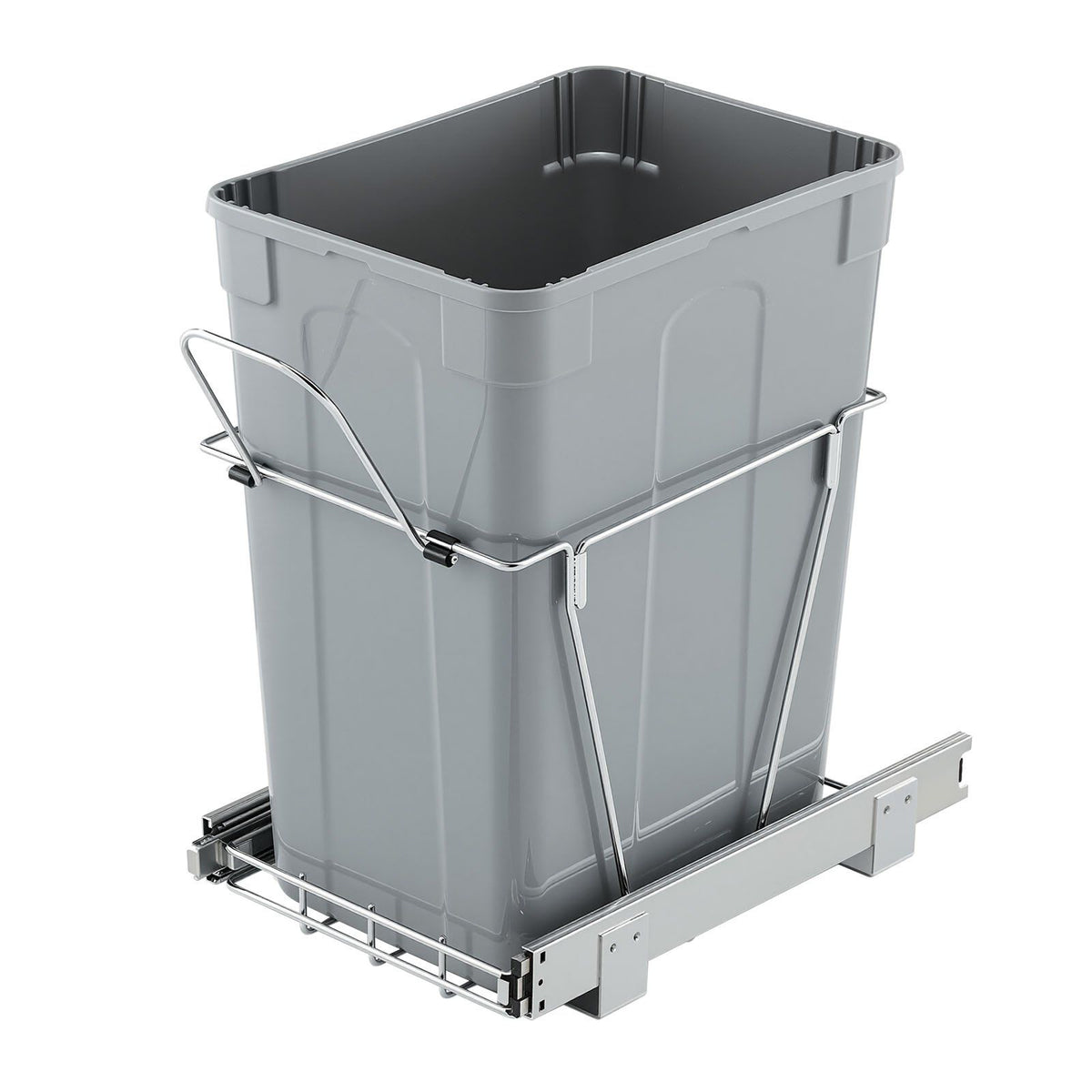 Pullout Trash Can for Kitchen Cabinets, Garbage Waste Recycling Bin, Under Mount Waste Container, with Heavy Duty Metal Full Extension Sliding System and Handle, for Sink, Under Counter