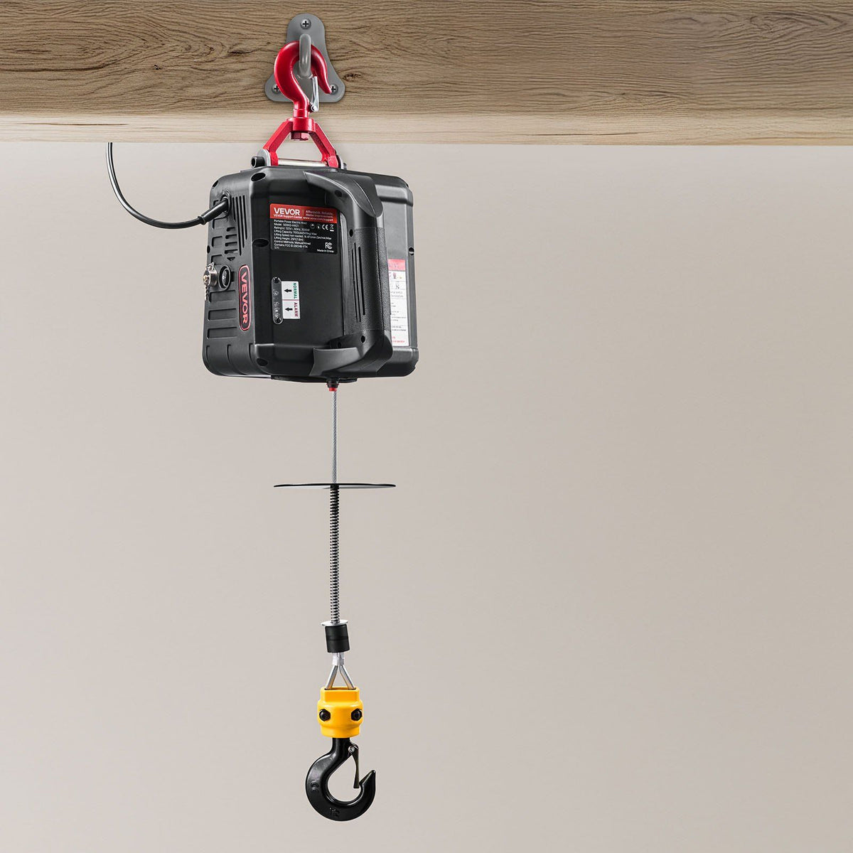 2-in-1 Electric Hoist Winch, 500 kg Capacity, 1500W Portable Power Winch Crane, 7.6 m Lifting Height, 5 m/min with Manual and Wired Remote Control for Factory, Warehouss, Garage