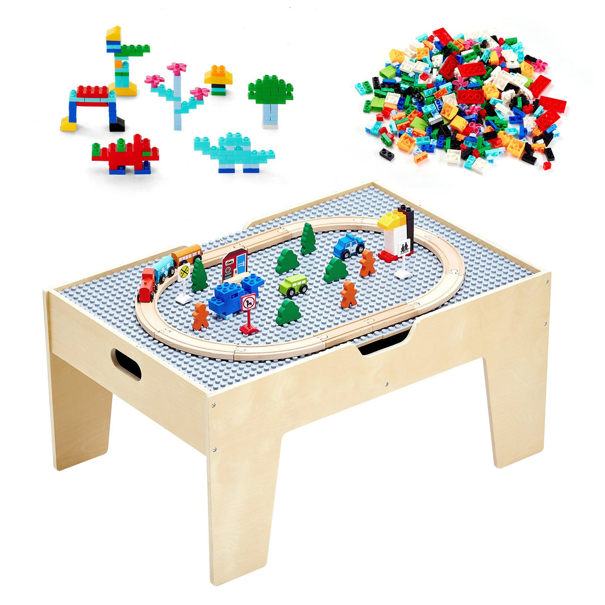 VEVOR Multi-Purpose Activity Play Table 290 Building Bricks &amp; 30 PCS Accessories