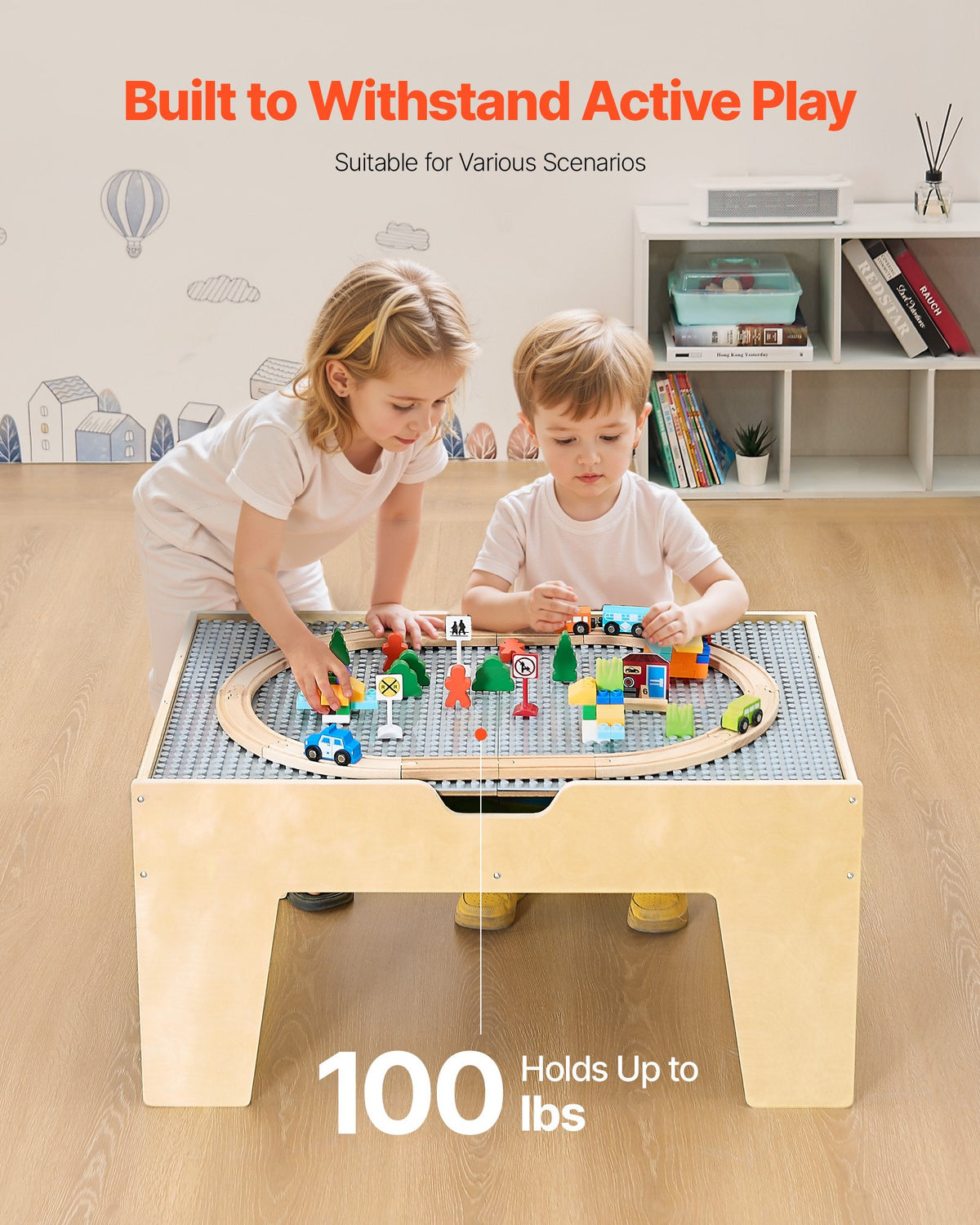 VEVOR Multi-Purpose Activity Play Table 290 Building Bricks & 30 PCS Accessories