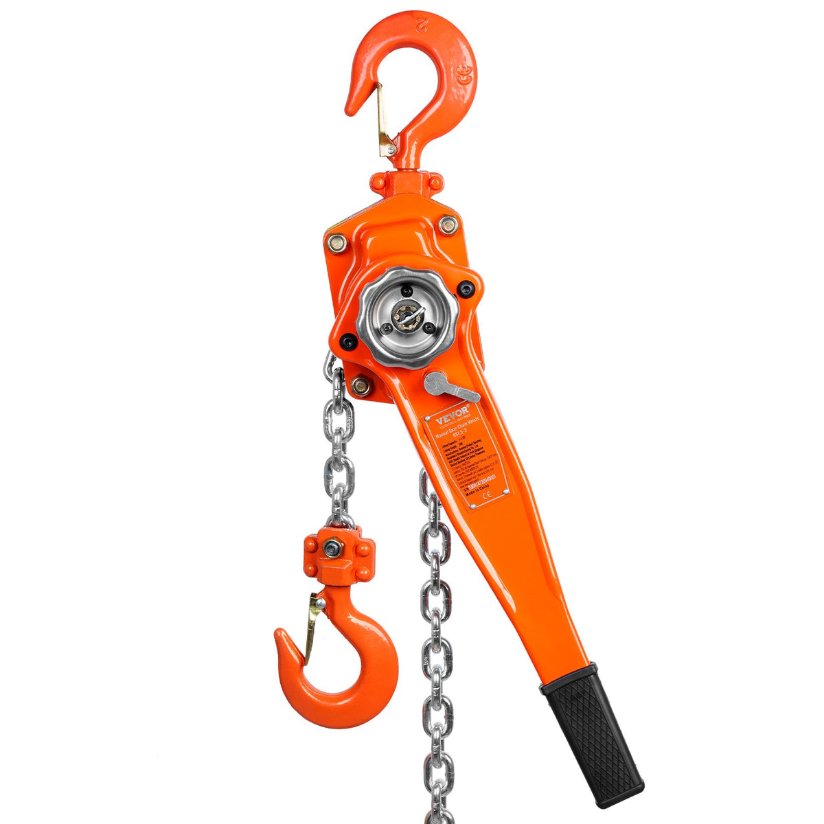 VEVOR Manual Lever Chain Hoist, 1-1/2 Ton 3300 lbs Capacity 10 FT Come Along, G80 Galvanized Carbon Steel with Weston Double-Pawl Brake,Auto Chain Leading &amp; 360° Rotation Hook, for Garage Factory Dock