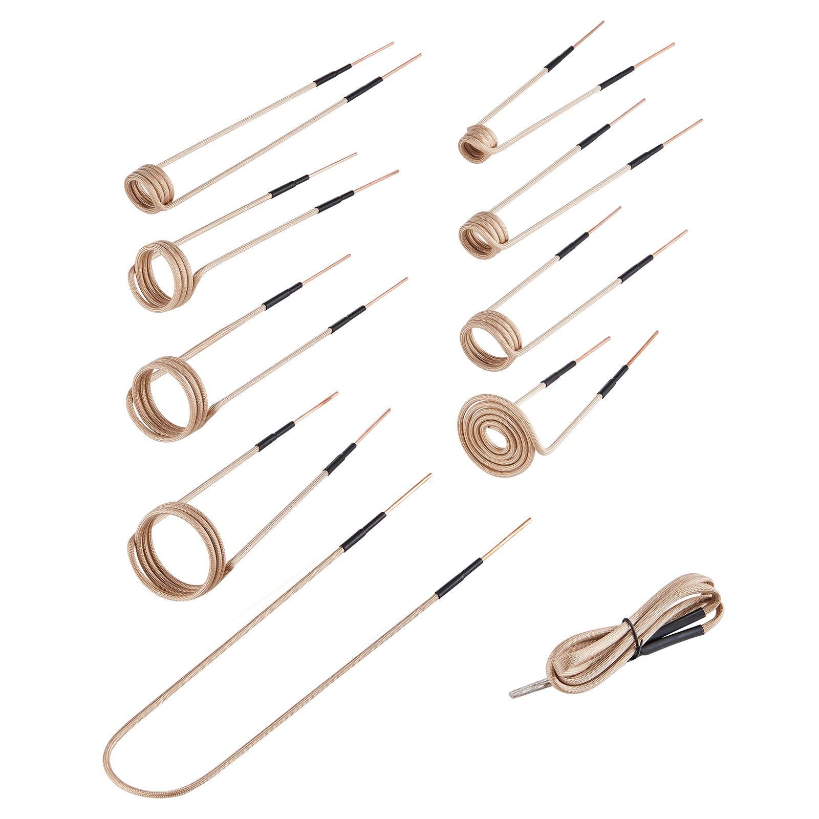 10Pcs Magnetic Induction Heater Coil, Inductor Heat Accessories, Mini Heater Coil Kit with Flexibility and Long Lifespan, for Removing Rusty Bolts and Nuts, 8 Coils + 1 U-Shaped + 1 Free Forming