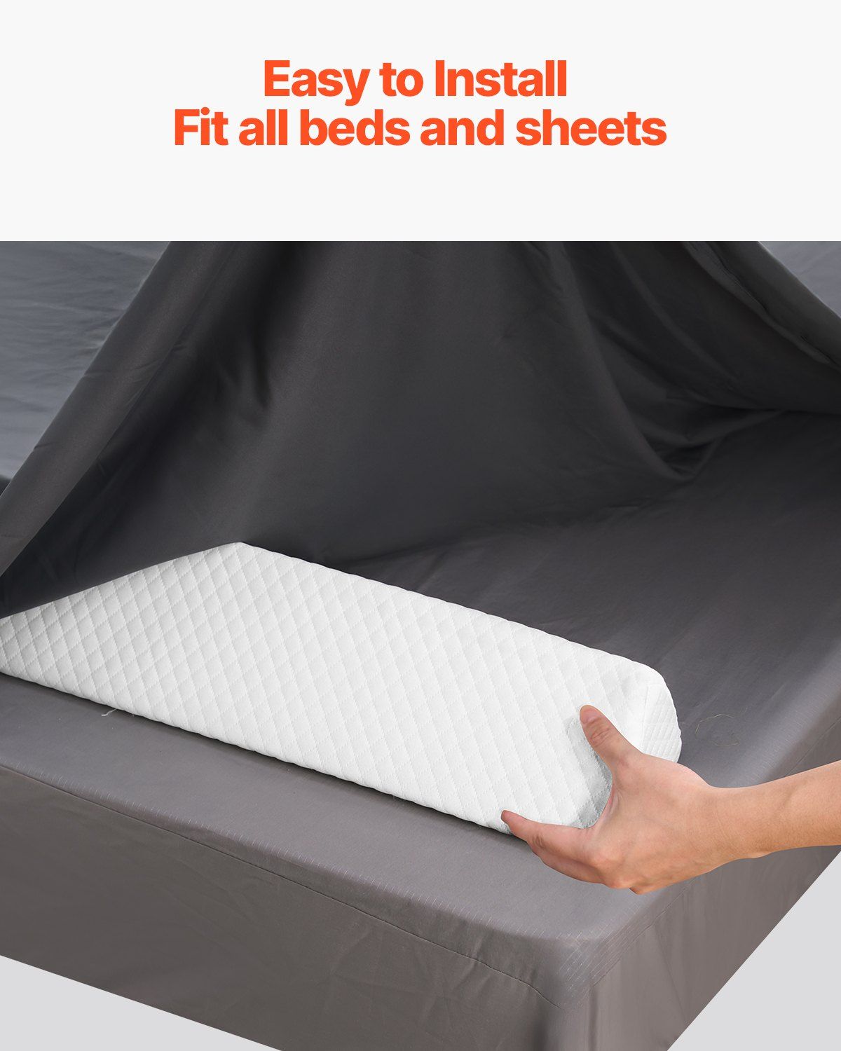 Toddlers Bed Bumper, 56-inch Non-Slip Bed Rail Bumper, High-Rebound Foam Bedrail Guard for Toddlers with Machine-Washable Cover for Twin, Full, Queen & King Beds, Lightweight and Travel-Friendly