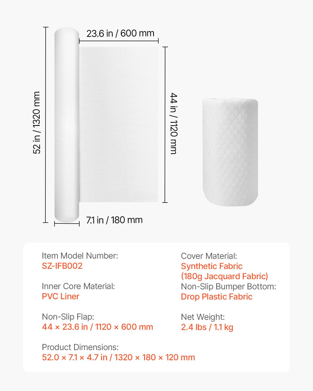 VEVOR Bed Bumper for Toddlers, 52-inch Inflatable Bed Guard Rail with Safety Flap, 2-Pack Toddler Bedrail Bumpers with Non-Slip Bottom & Machine-Washable Cover for Twin, Full, Queen and King Beds