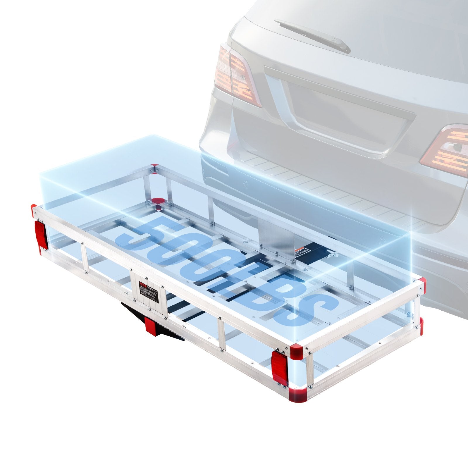 VEVOR 49.4 x 22.4 x 7.1 in Hitch Cargo Carrier, 500lb Capacity Trailer Hitch Mount Aluminum Cargo Basket, Luggage Carrier Rack Fits 2" Hitch Receiver for SUV Truck Pickup Camping