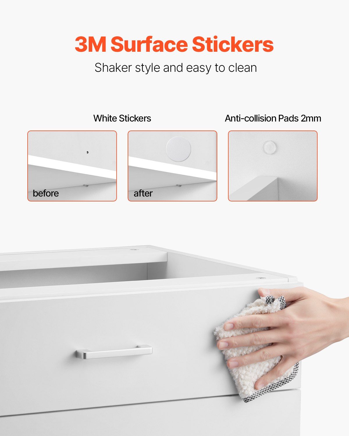 White Shaker Base Cabinet with 3 Drawers, 60 cm Unassembled Drawer Base Cabinet, 60 W x 48 D x 82 H Ready to Assemble Cabinet with Soft-Close Drawer Slides, for Home Office