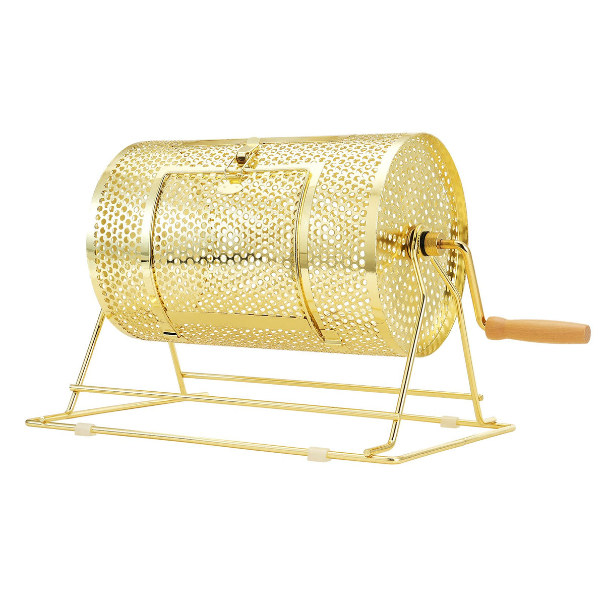 VEVOR Raffle Drum, 11.6 x Ø7.48 inch Brass Plated Raffle Ticket Spinning Cage, Holds 2500 Tickets or 100 Ping Pong Balls, Metal Lottery Spinning Drawing with Wooden Turning Handle, for Bingo Ballot Pa