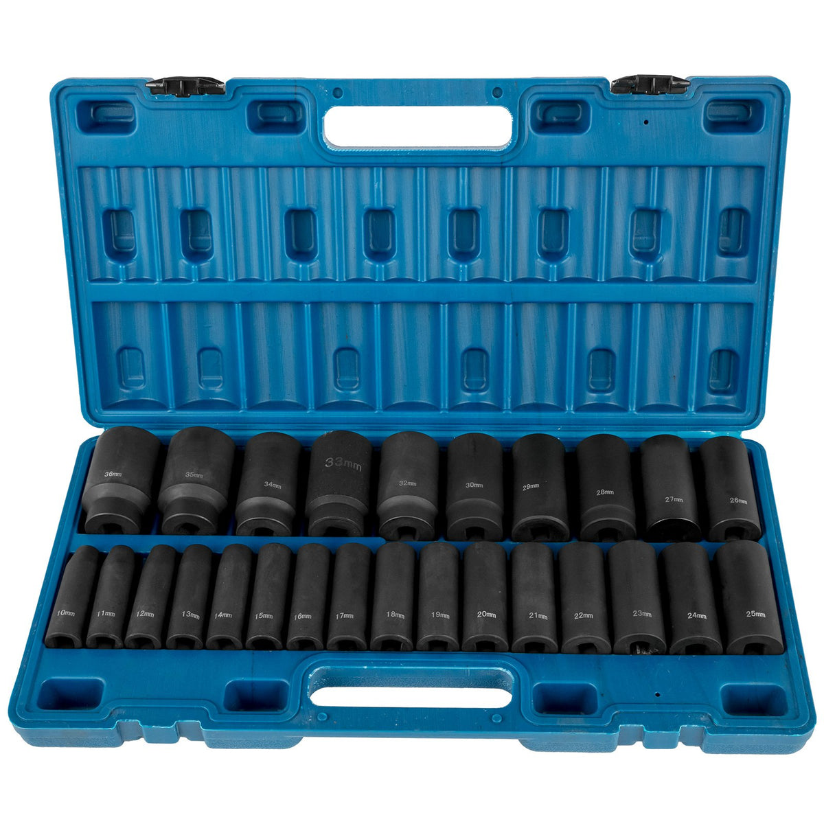 VEVOR Impact Sockets Set 1/2 Inch Drive 26 PCS Metric 10mm - 36mm Deep 6-Point Set