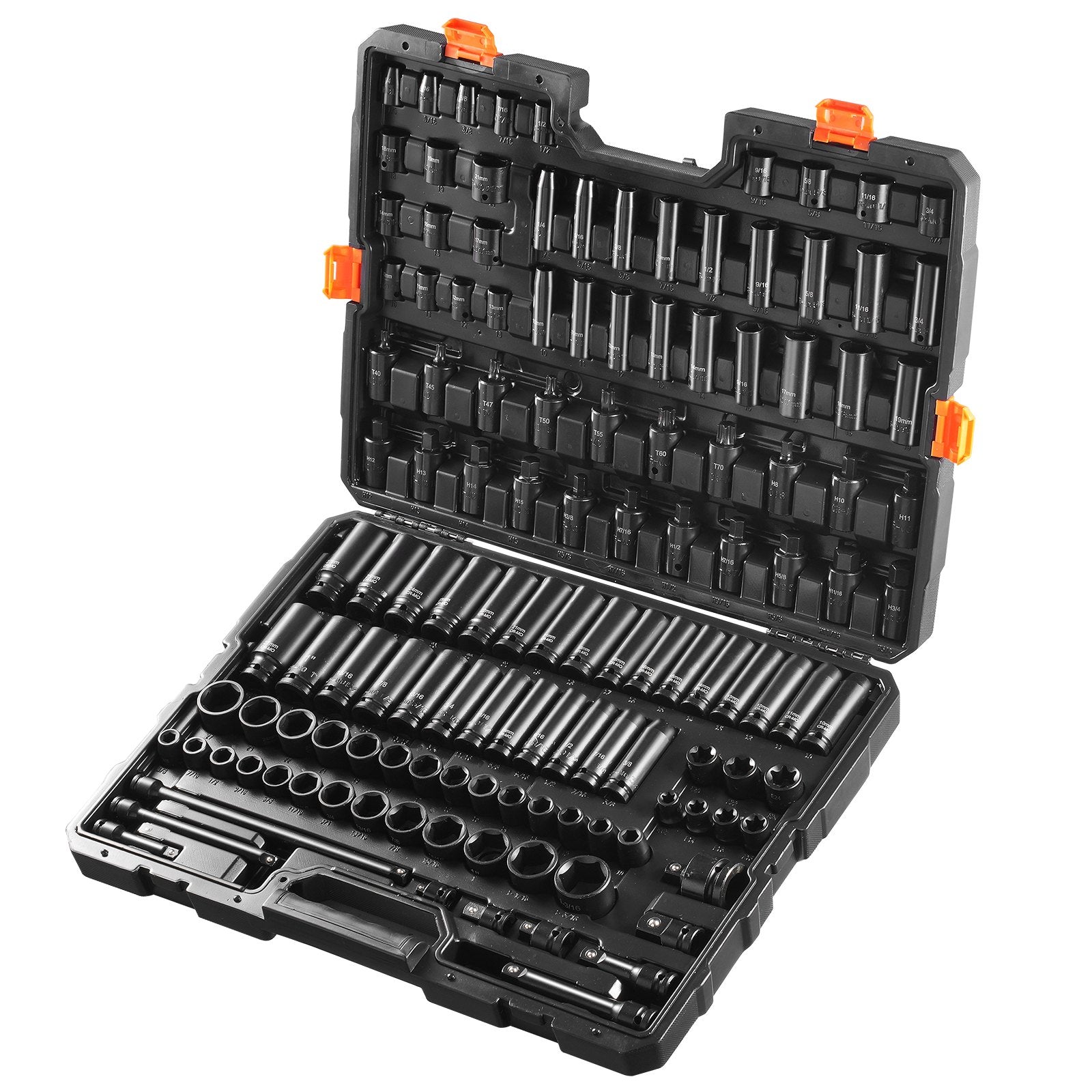 VEVOR Impact Sockets Set 130PCS 6-Point 3/8" & 1/2" Drive Bit Ratchet Tool Kit