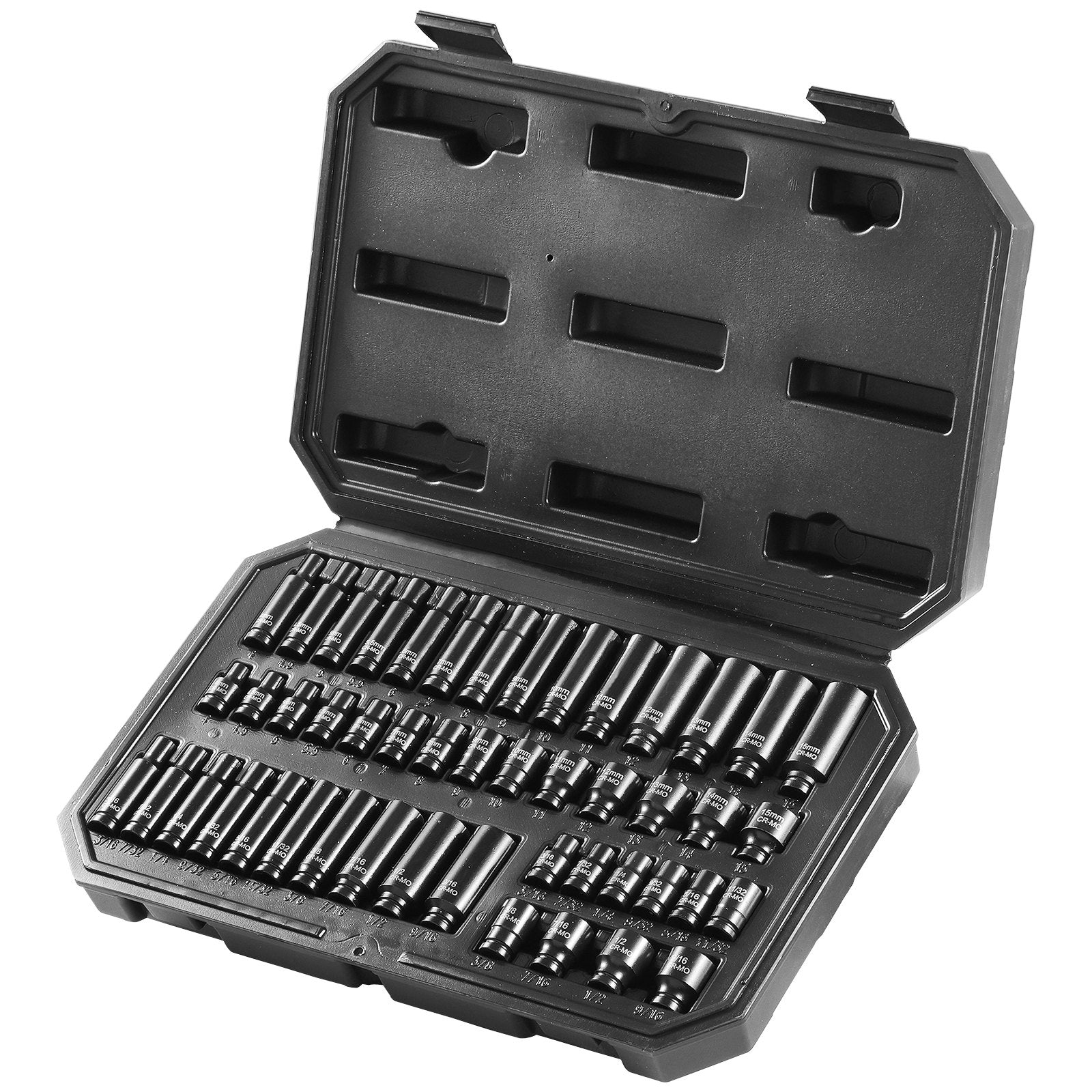 VEVOR Impact Sockets Set 48pcs 6-Point 1/4" Drive Bit Ratchet Tool Kit Case