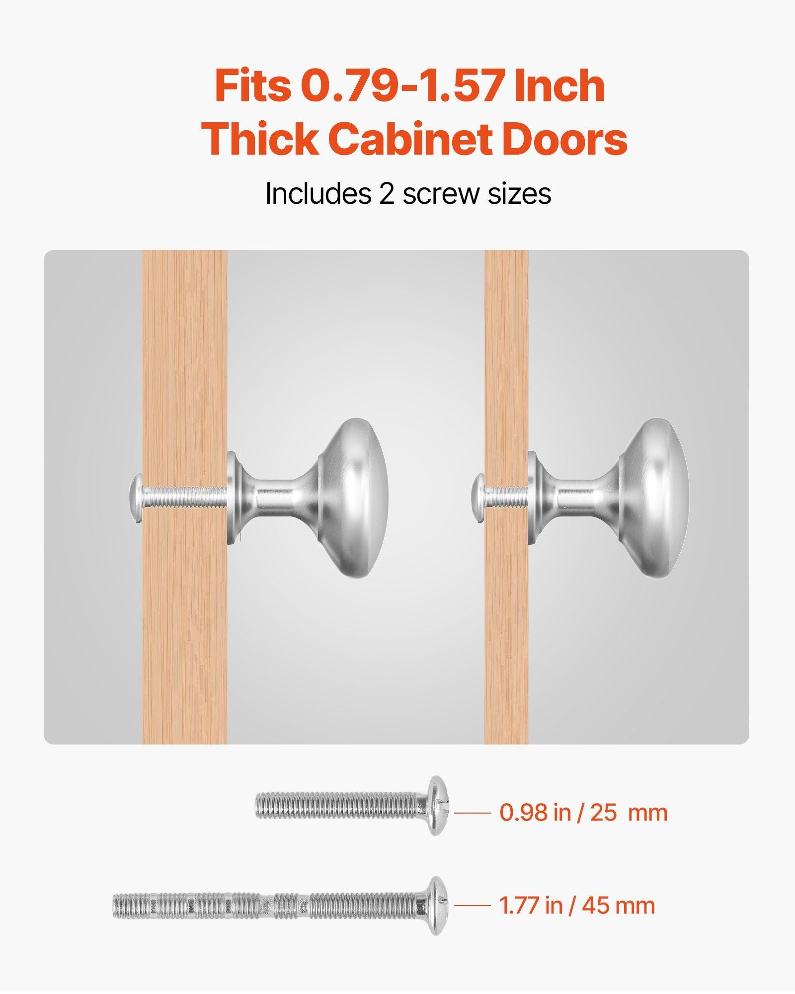 Cabinet Knobs, 25 Pack, 28 mm Zinc Alloy Drawer Pulls Door Handles, Mushroom Kitchen Solid Knobs Dresser Handles, Cupboard Hardware with Screws for Bathroom Closet Cabinets Drawers, Nickel Color