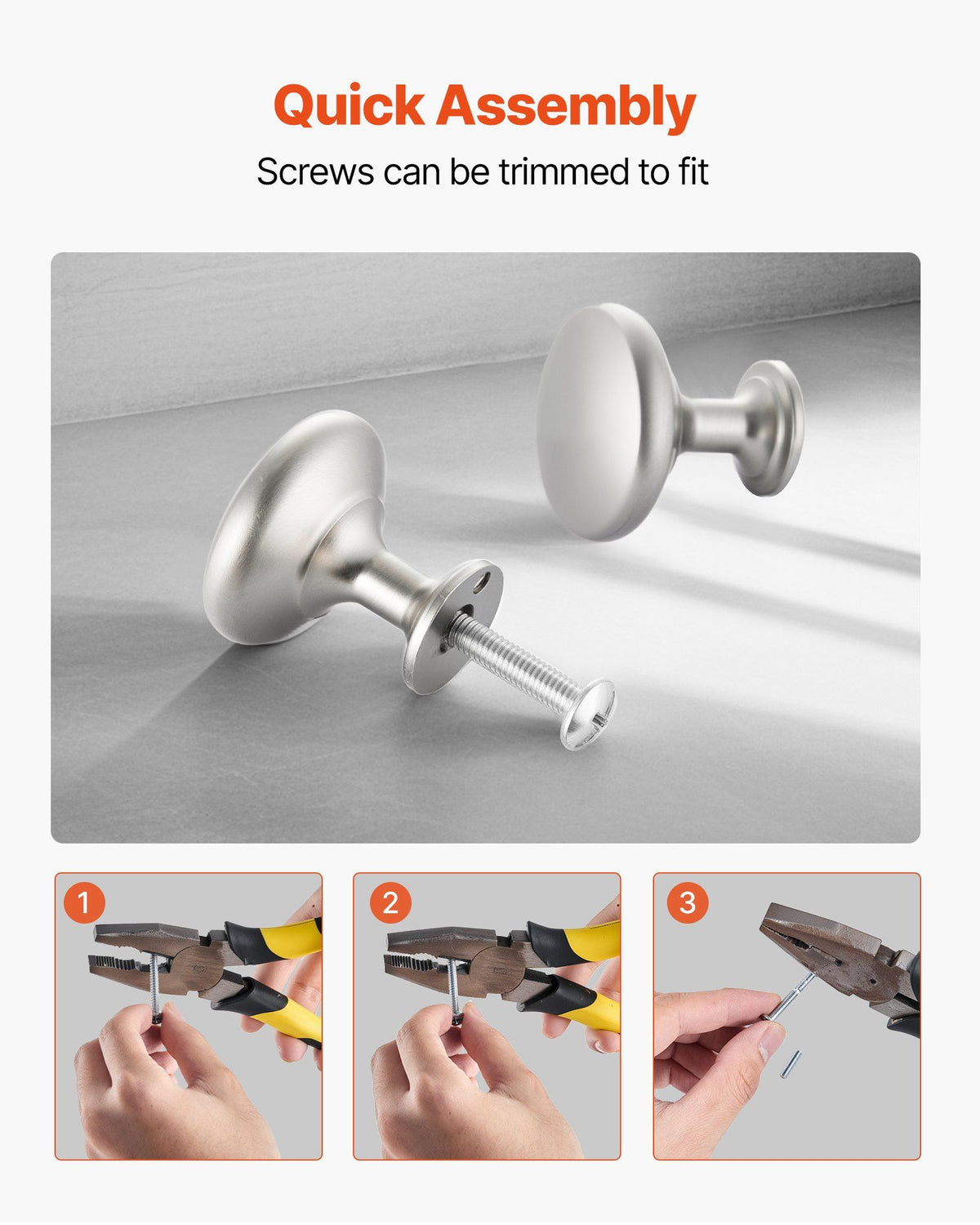Cabinet Knobs, 25 Pack, 28 mm Zinc Alloy Drawer Pulls Door Handles, Mushroom Kitchen Solid Knobs Dresser Handles, Cupboard Hardware with Screws for Bathroom Closet Cabinets Drawers, Nickel Color