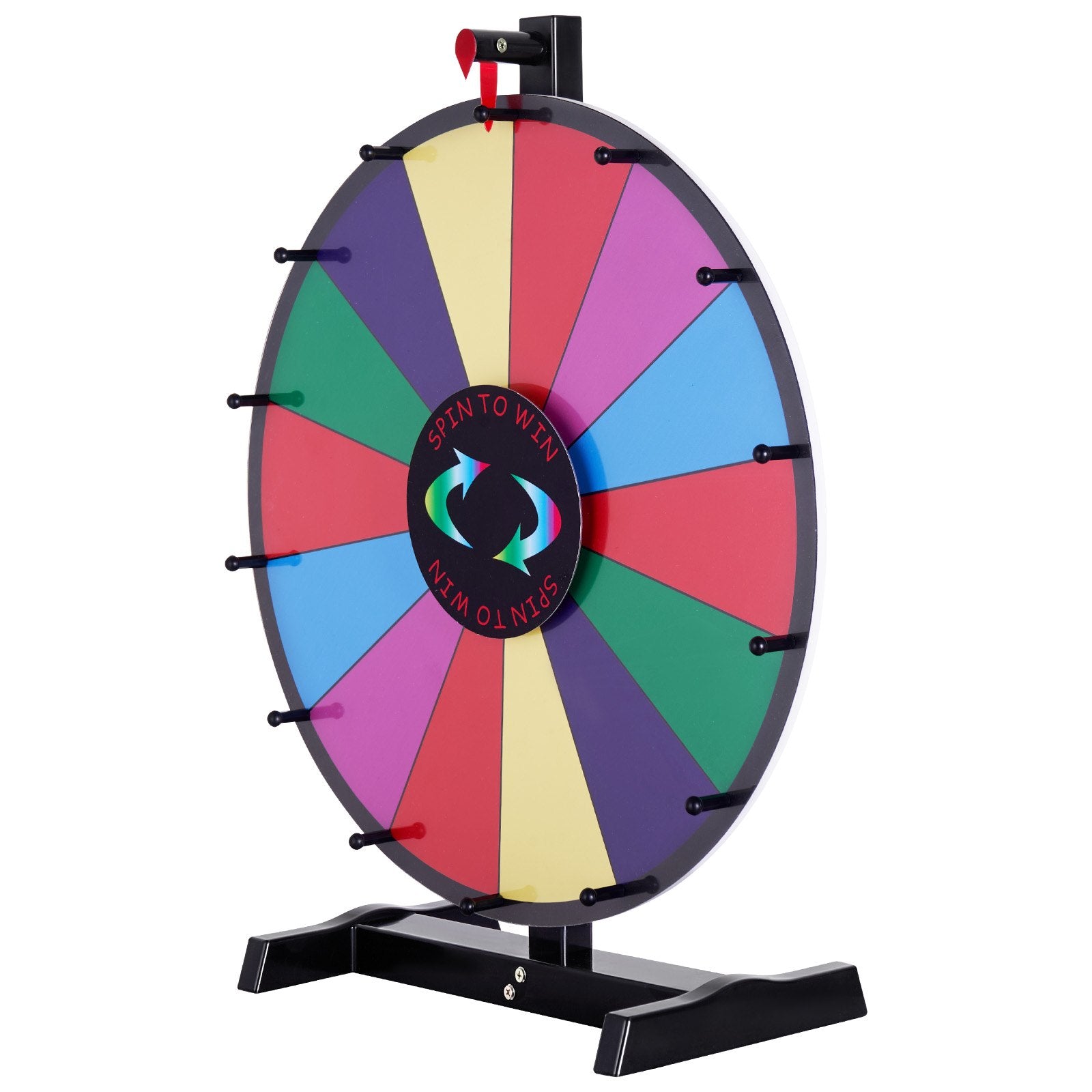VEVOR 24 inch Spinning Prize Wheel, 14 Slots Tabletop Spinner, Heavy Duty Roulette Wheel with a Dry Erase and 2 Markers, Win Fortune Spin Games in Party Pub Trade Show Carnival