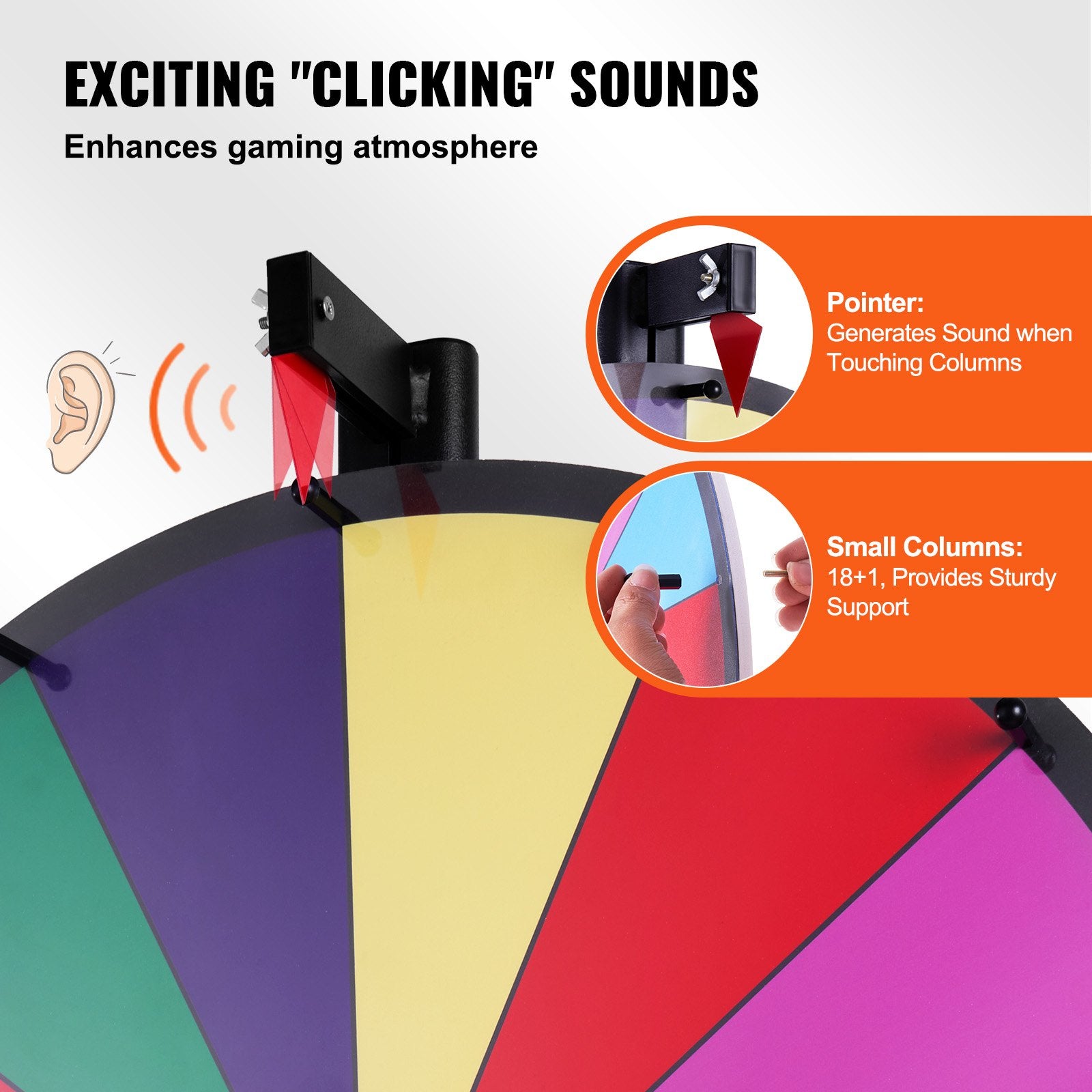 VEVOR 36 inch Spinning Prize Wheel, 18 Slots Spinning Wheel, Roulette Wheel with a Dry Erase and 2 Markers, Tabletop or Floor Standing Win Fortune Spin Games in Party Pub Trade Show Carnival