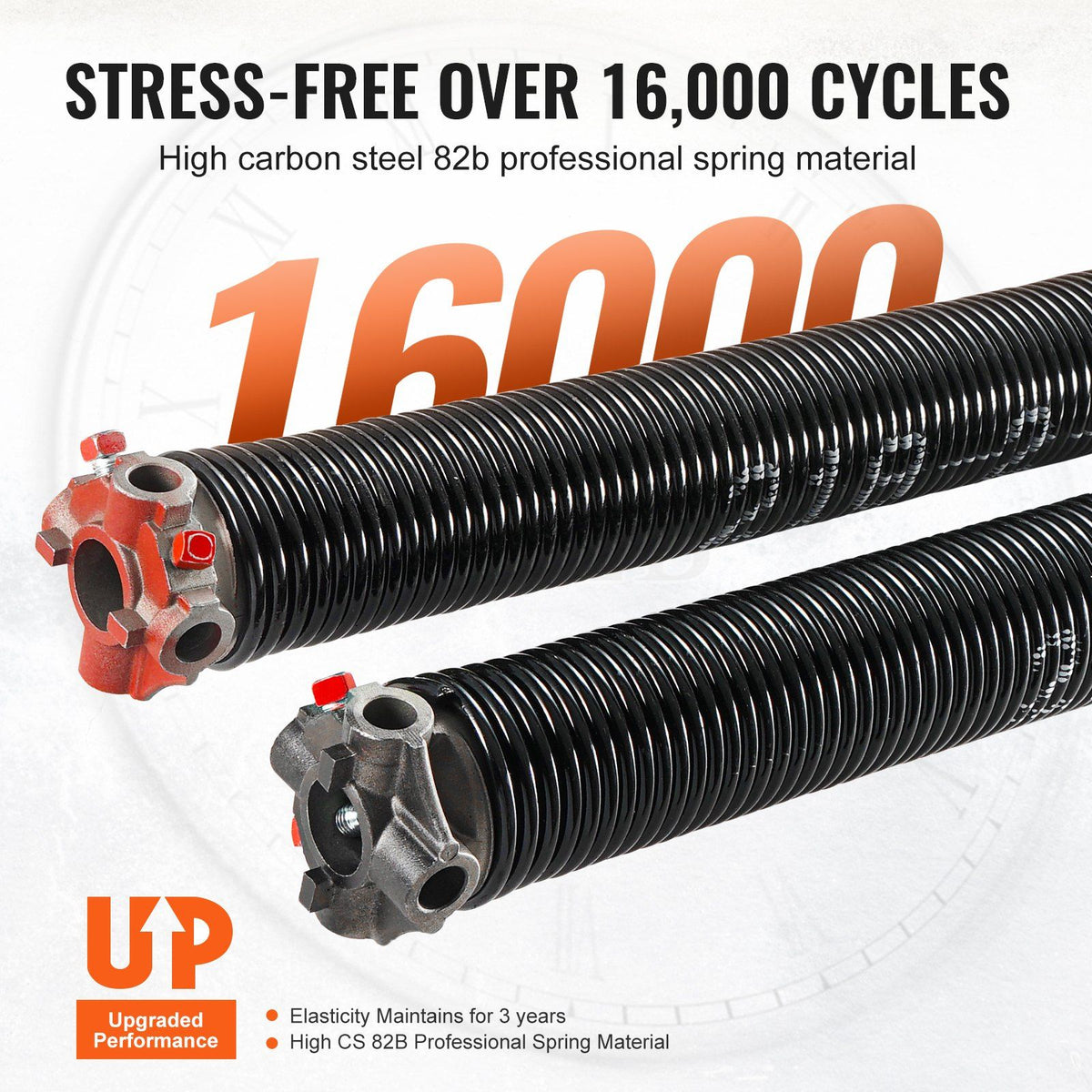 Garage Door Torsion Springs, Pair of 5.54 x 50.8 x 610 mm, 16000 Cycles, Garage Door Springs with Non-Slip Winding Bars, Gloves and Mounting Wrench, Electrophoresis Coated for Replacement